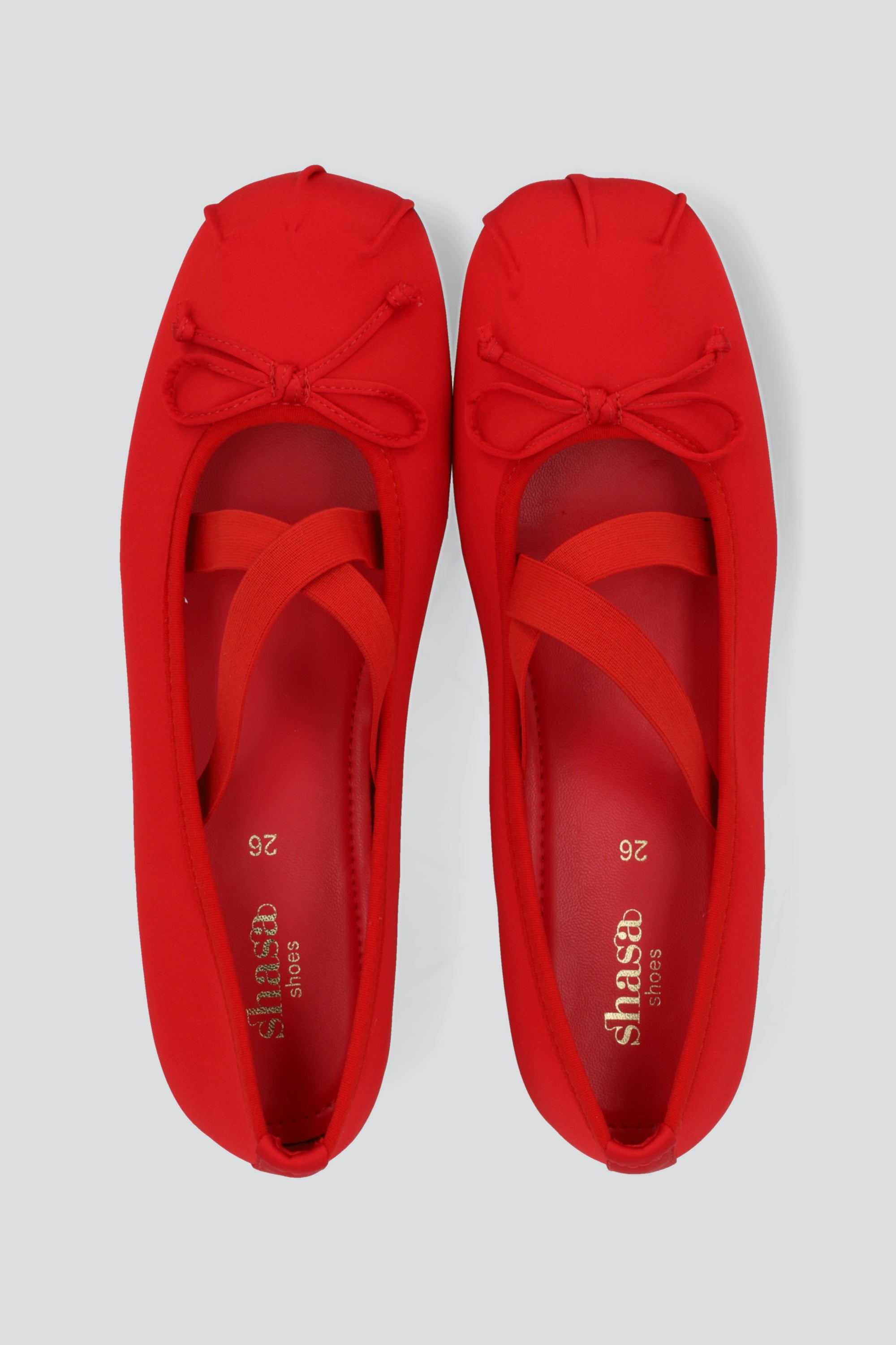 Ballerina satinada elastico cruzado ROJO