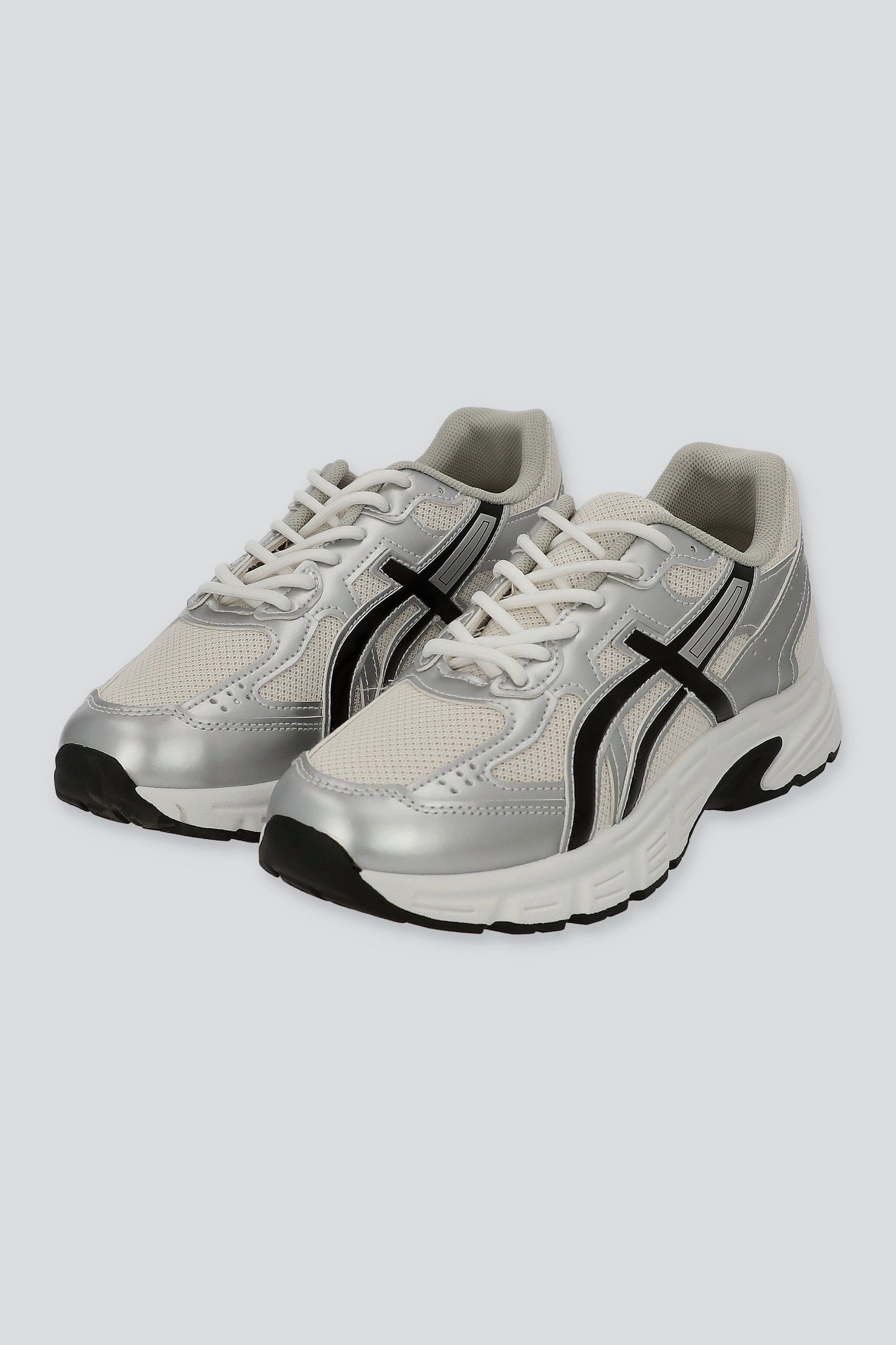 Tenis casual contraste materiales lineas NEGRO