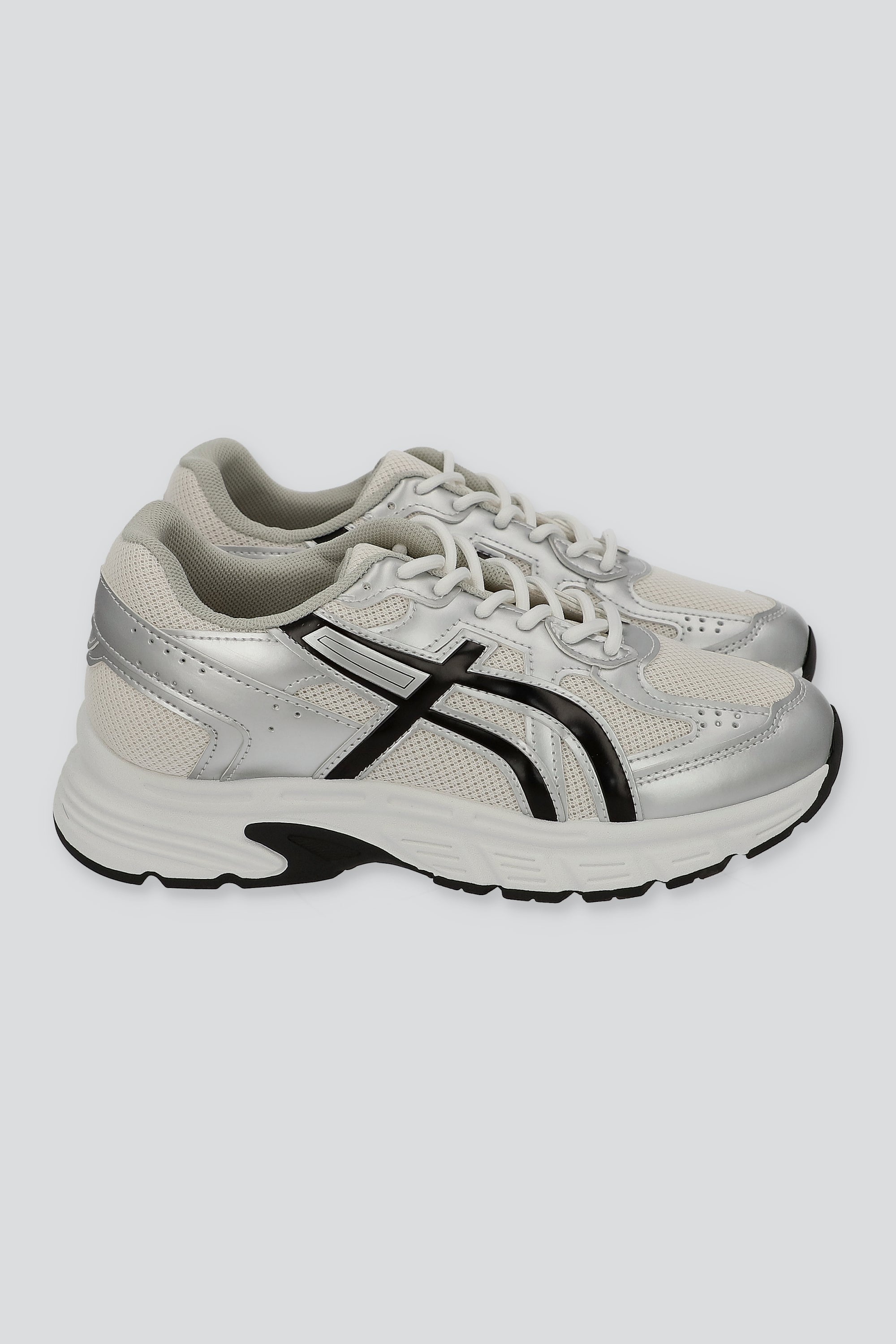 Tenis casual contraste materiales lineas NEGRO