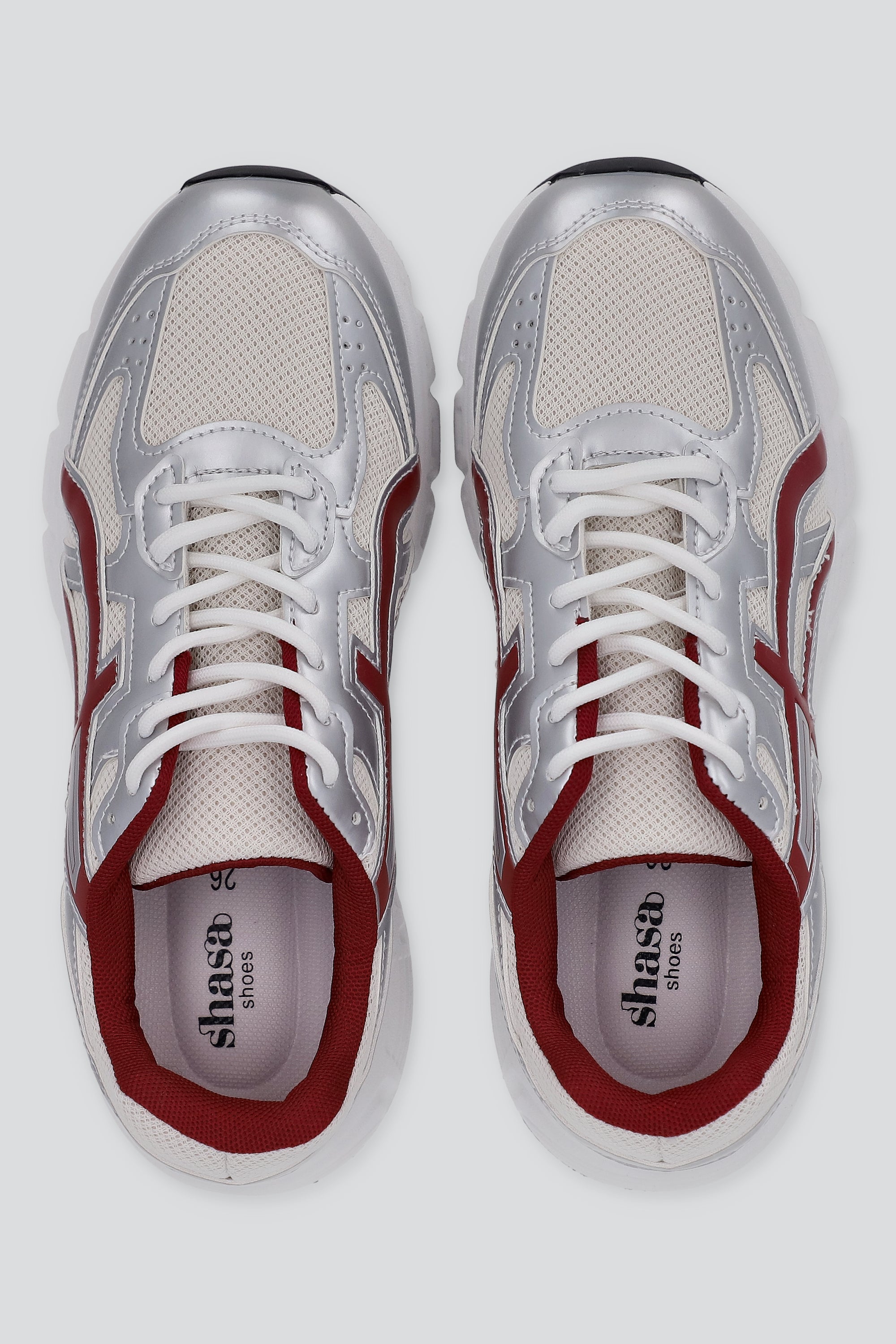 Tenis casual contraste materiales lineas VINO