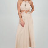 Vestido cut out maxi lino