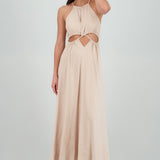 Vestido cut out maxi lino