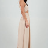 Vestido cut out maxi lino