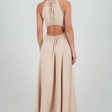 Vestido cut out maxi lino