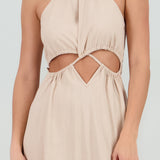 Vestido cut out maxi lino