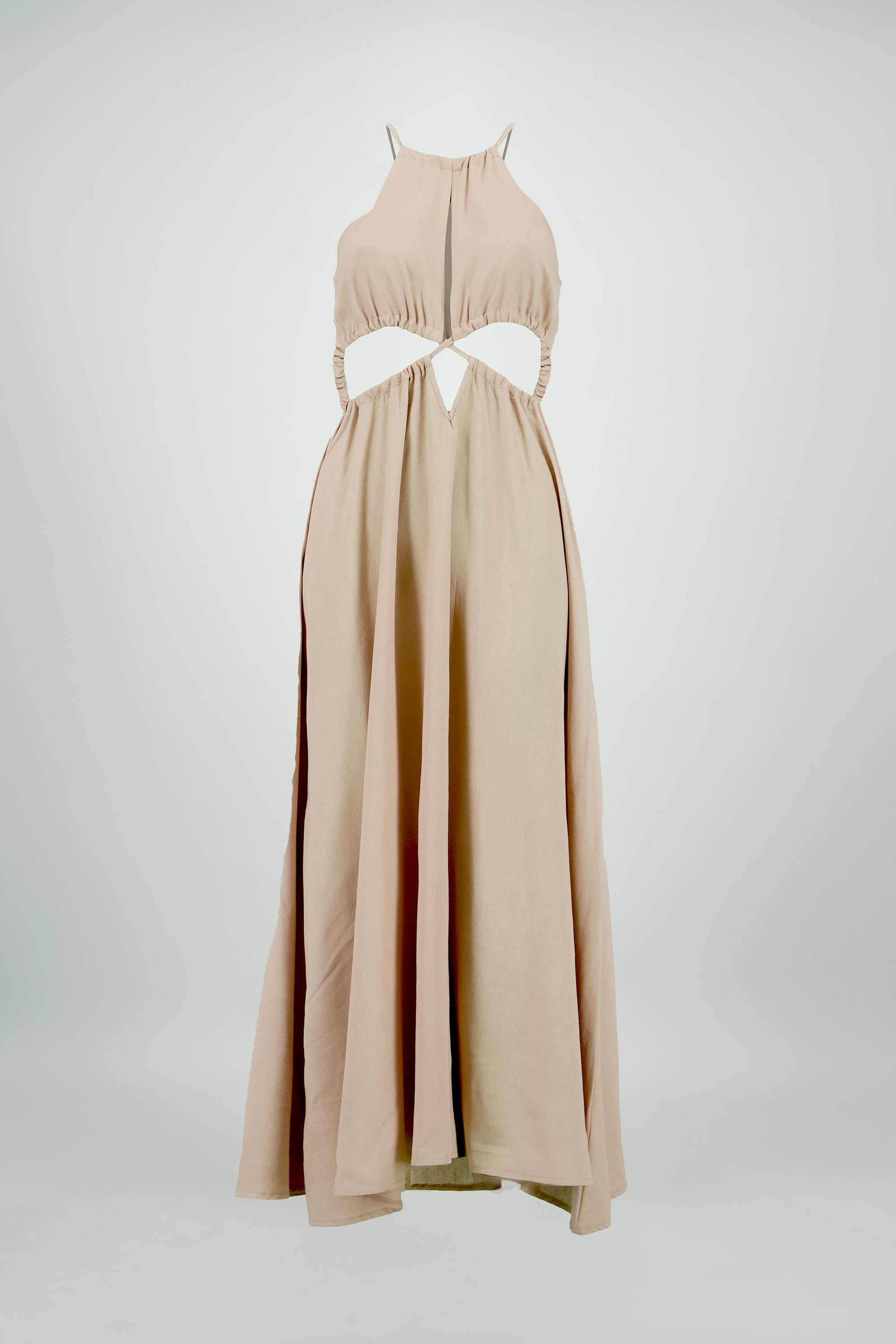 Vestido cut out maxi lino