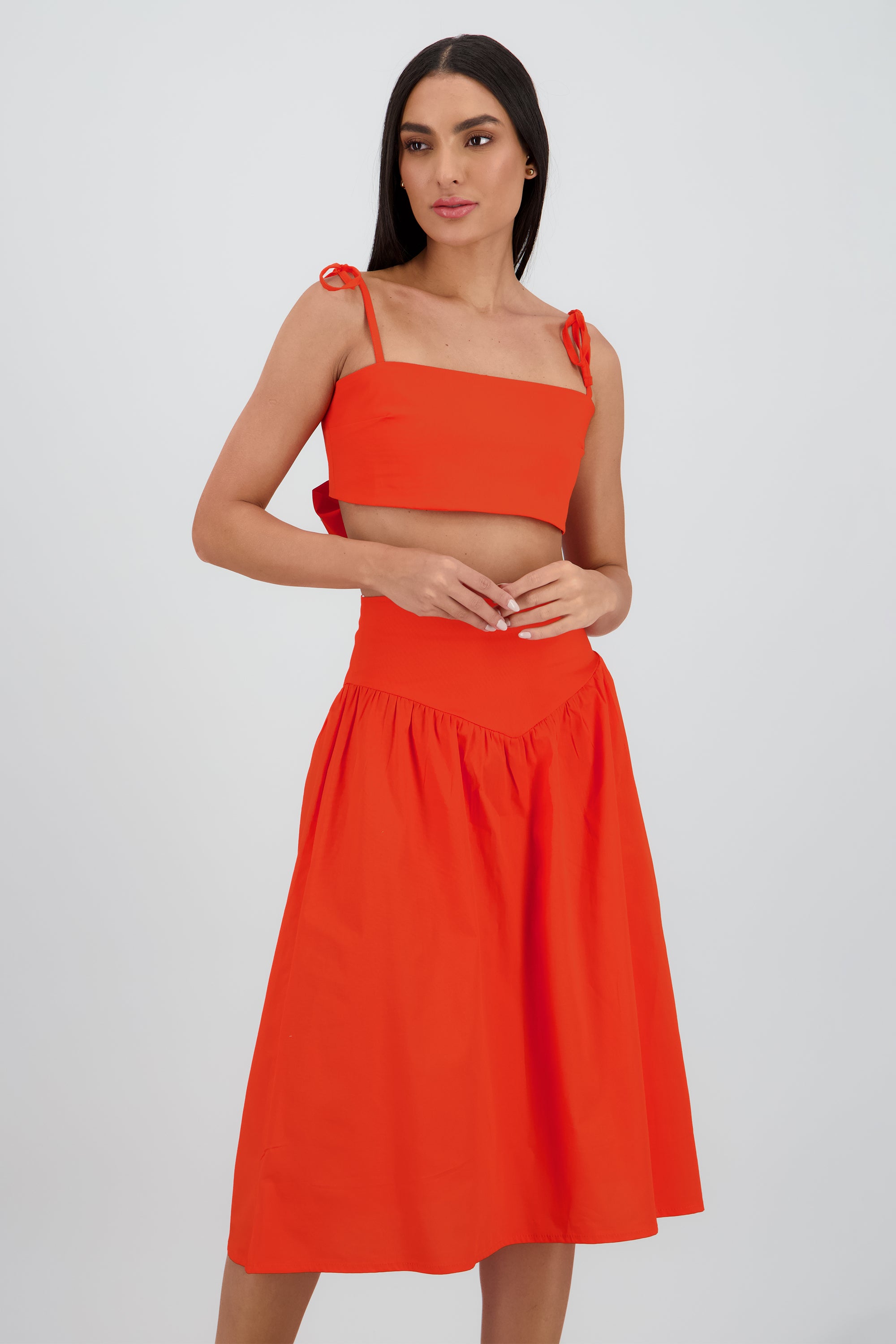 Top nudo tirantes moños ROJO TOMATE