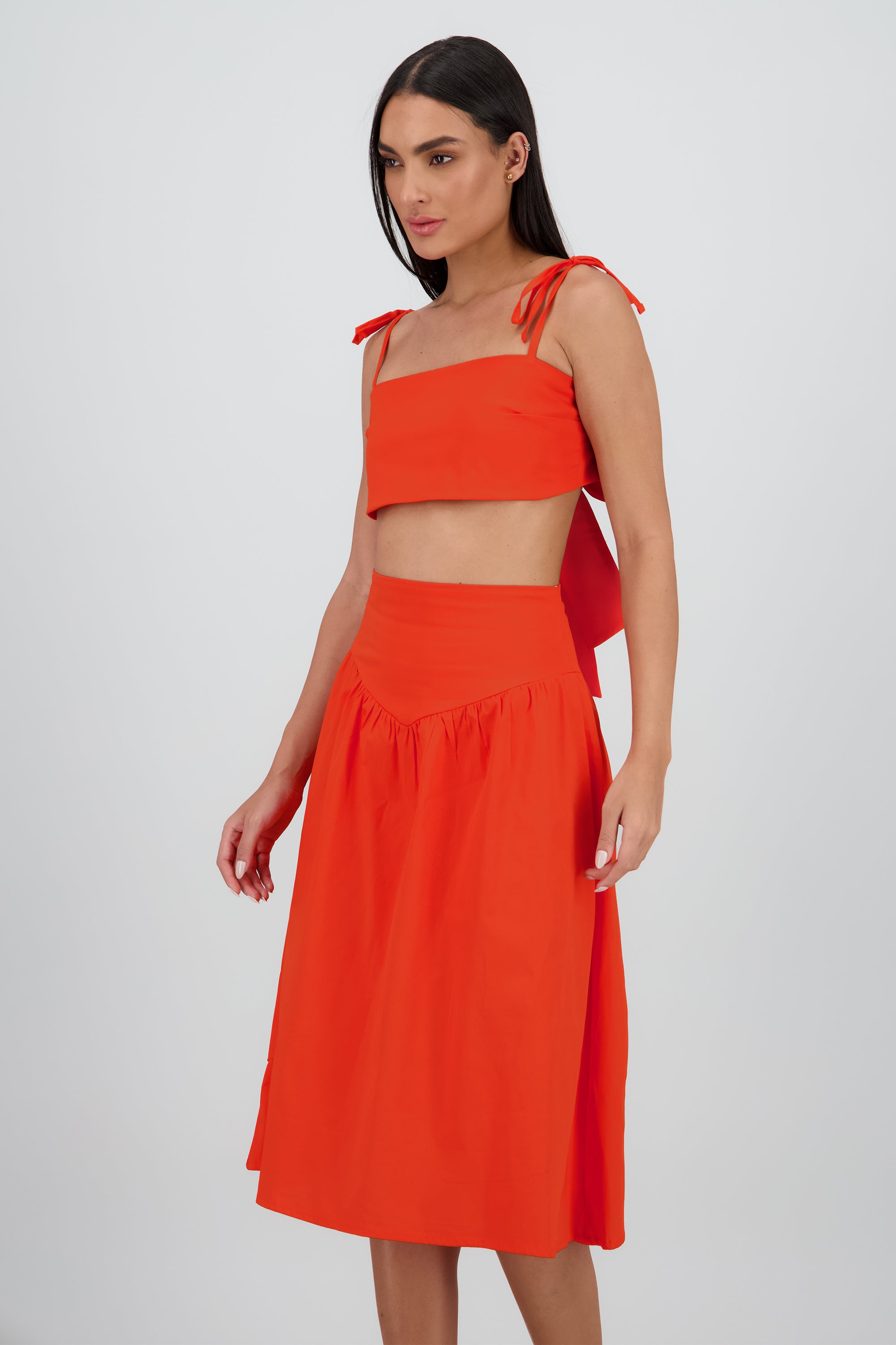 Top nudo tirantes moños ROJO TOMATE