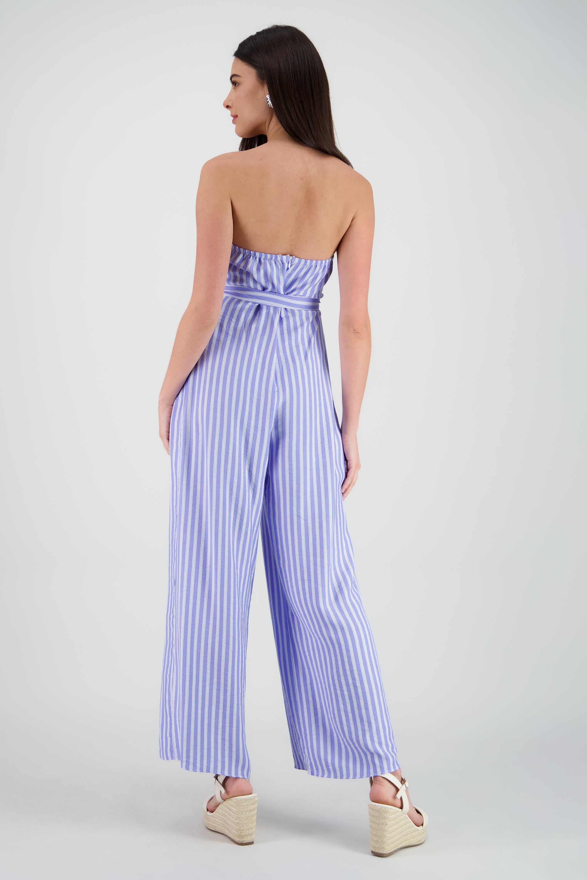 Jumpsuit strapless detalle lazo rayas AZUL COMBO