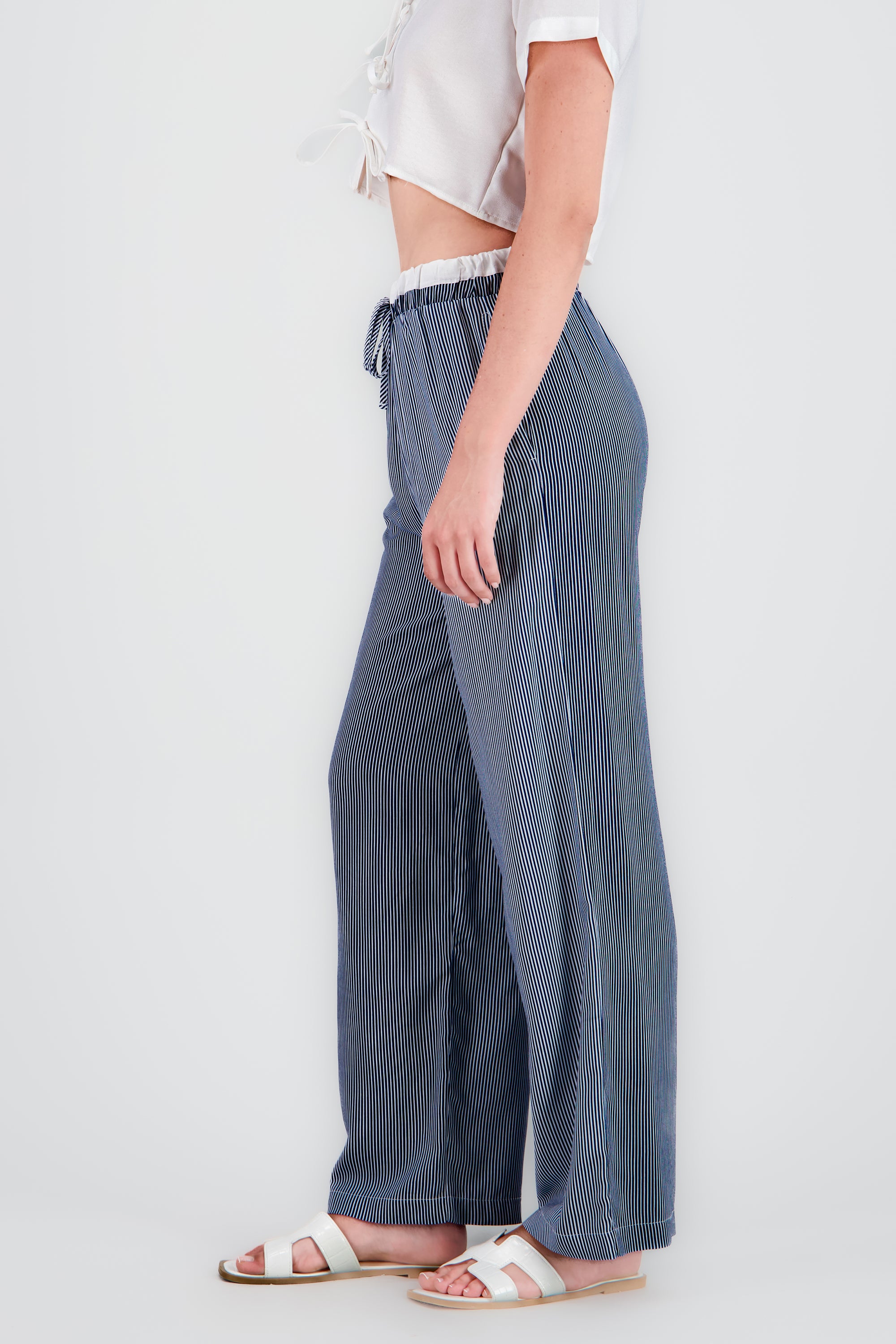 Pantalon rayas detalle jareta AZUL COMBO