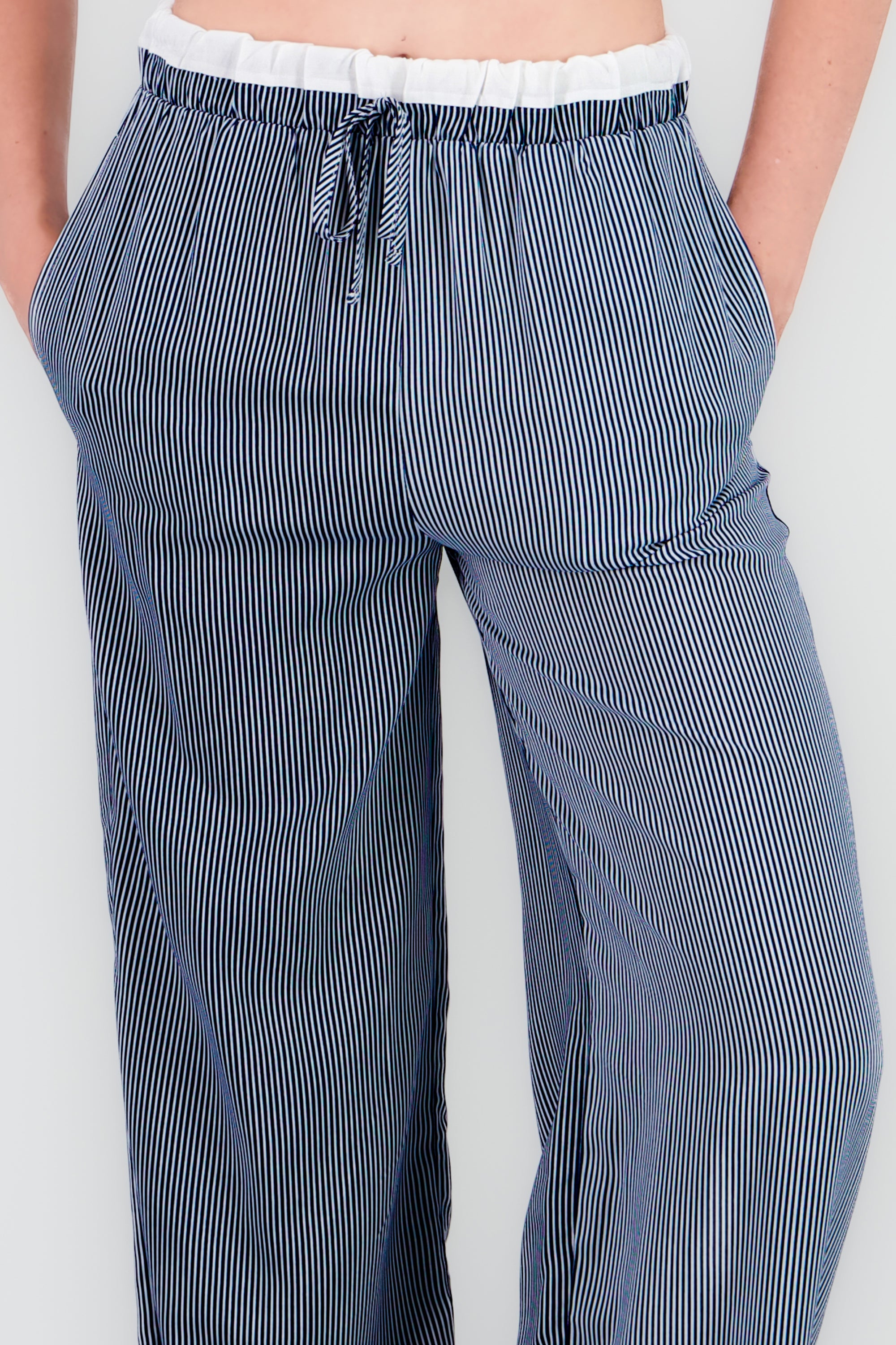 Pantalon rayas detalle jareta AZUL COMBO