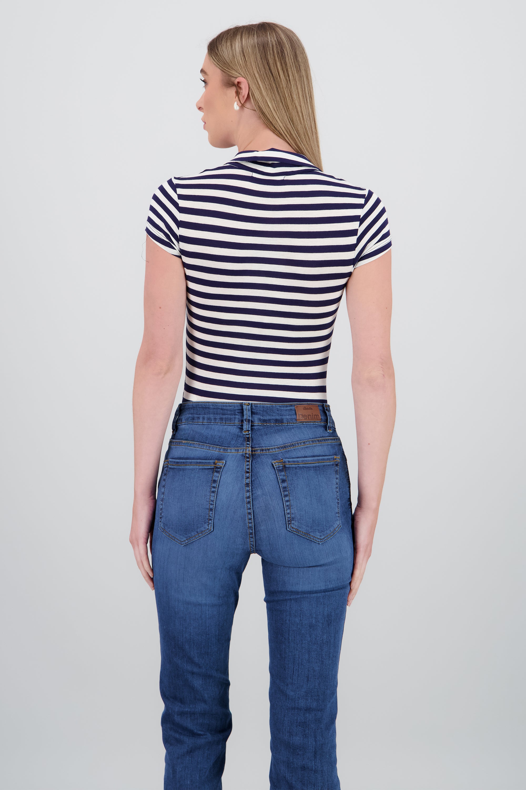 Body cuello polo manga corta rayas AZUL COMBO