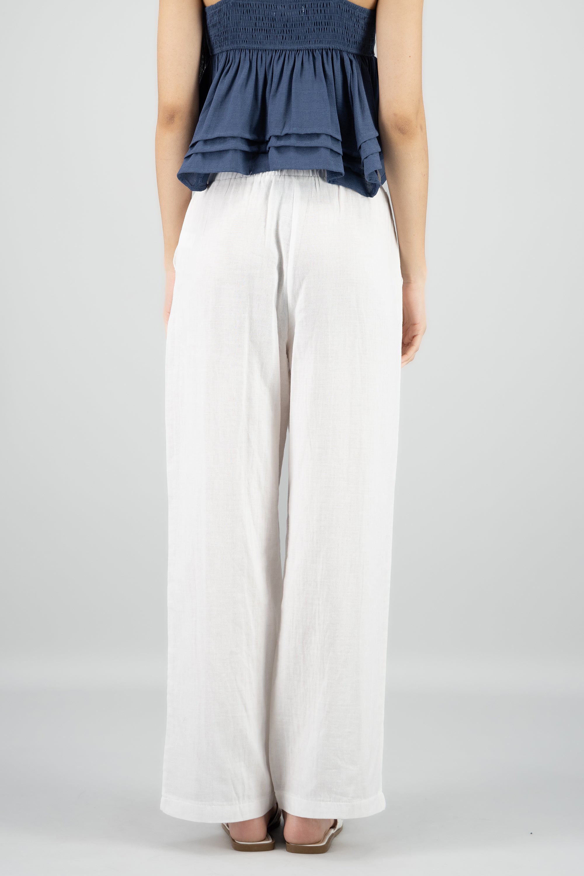 Pantalon amplio algodon BLANCO