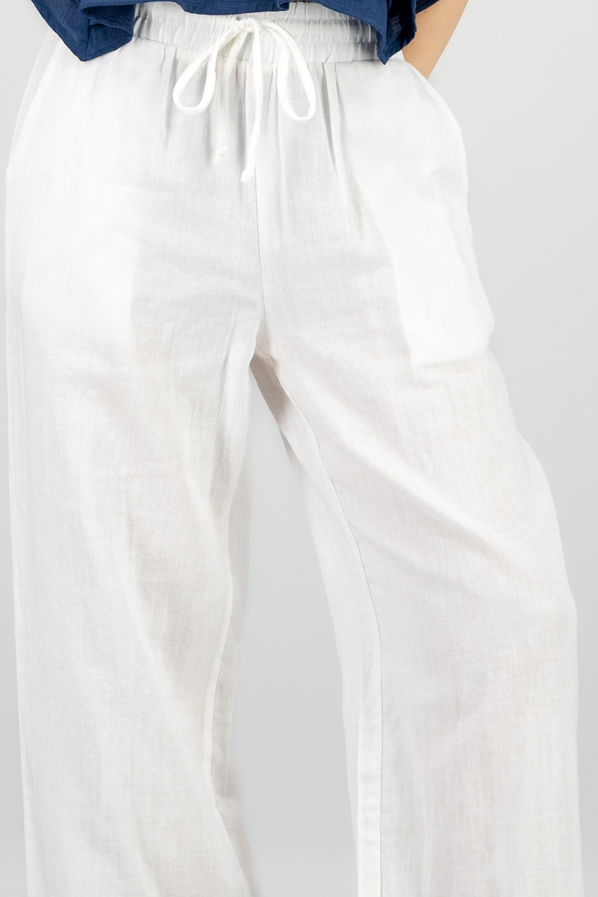 Pantalon amplio algodon BLANCO