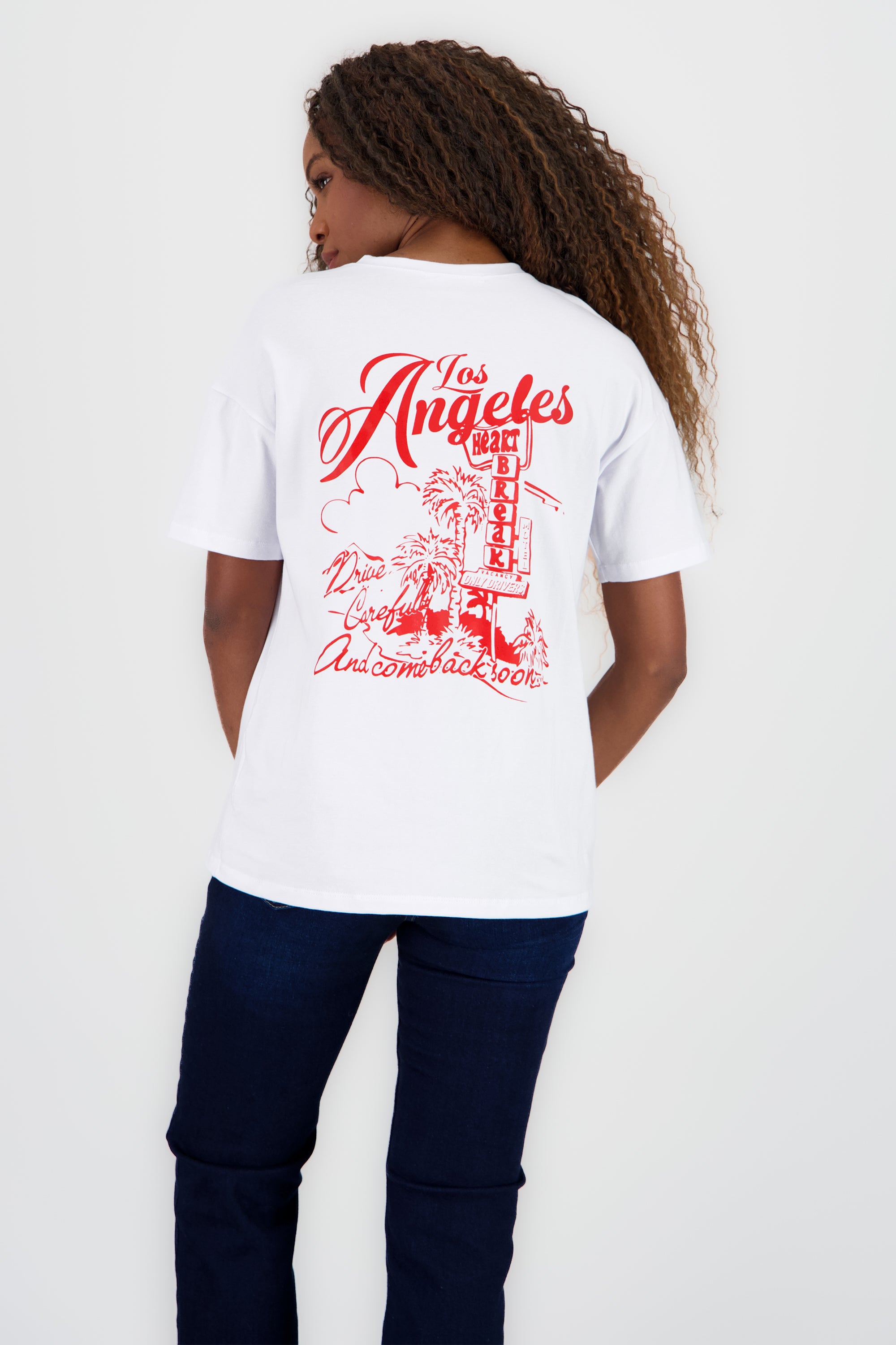 T-shirt oversized estampado los angeles ROJO COMBO