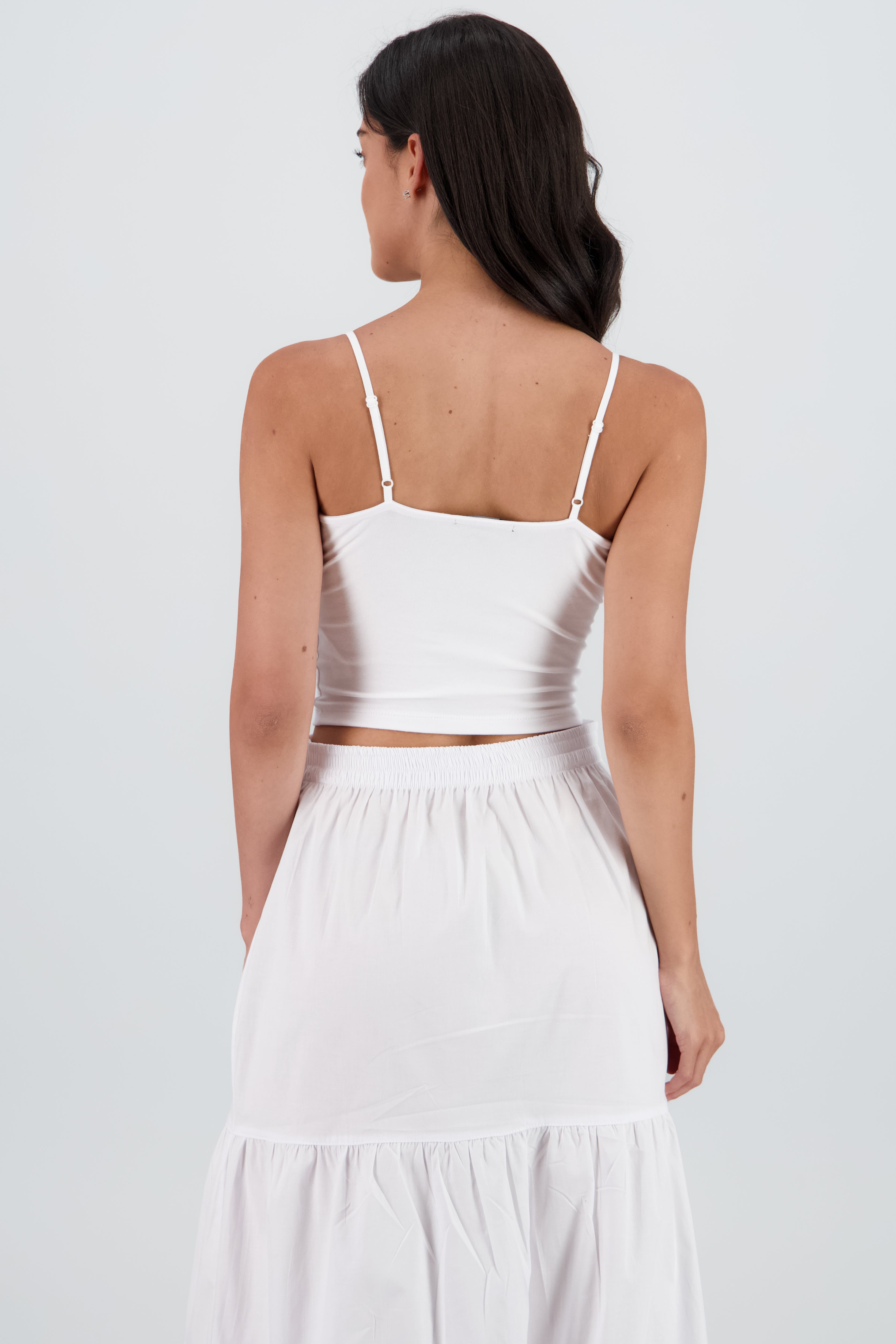 Top corto tirantes detalle encaje BLANCO
