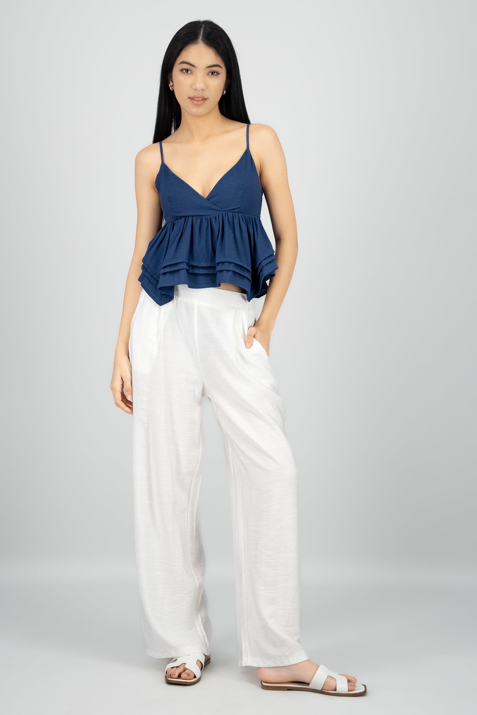 Pantalon fluido amplio BLANCO