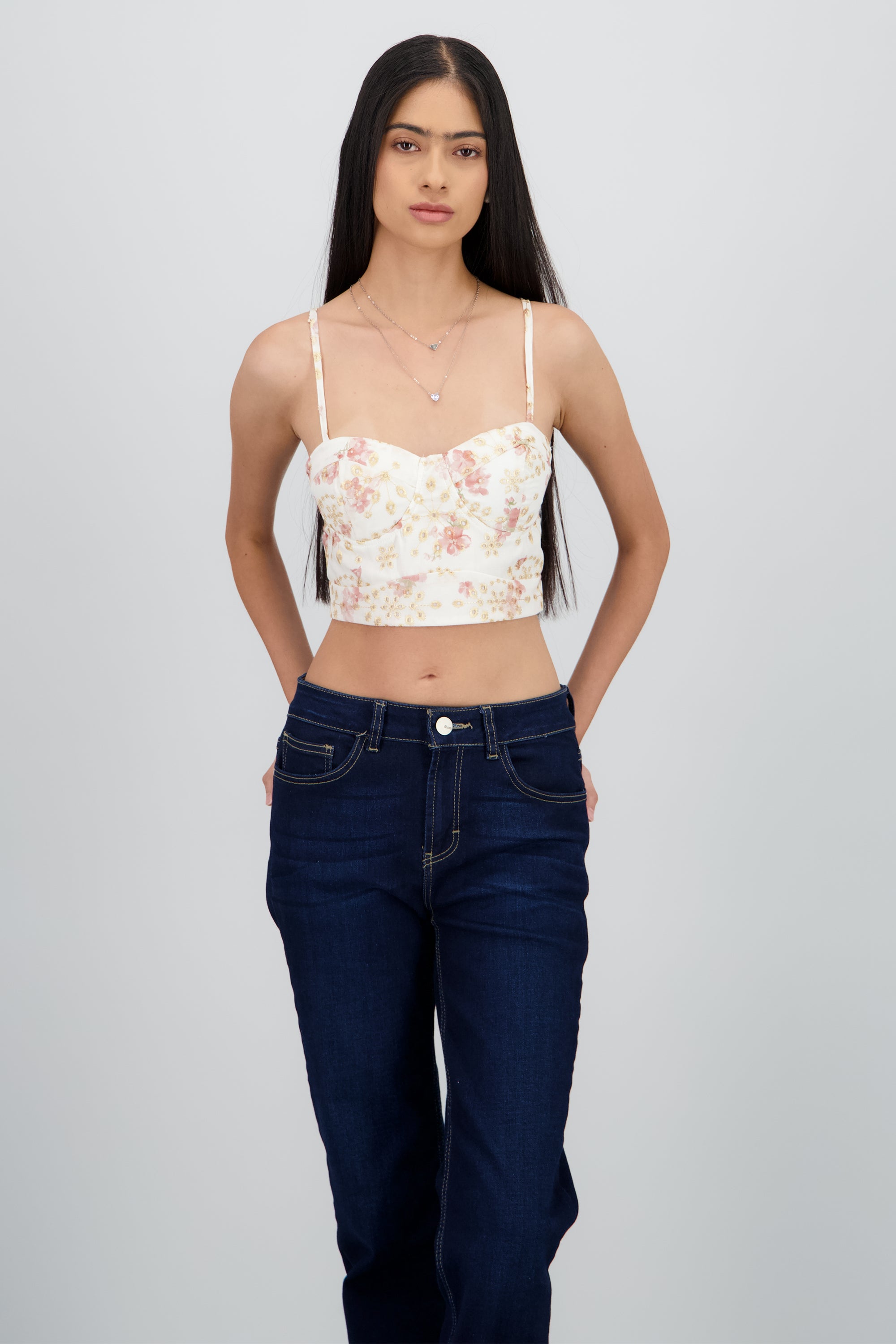 TOP CORSET FLORES BORDADO BLANCO COMBO