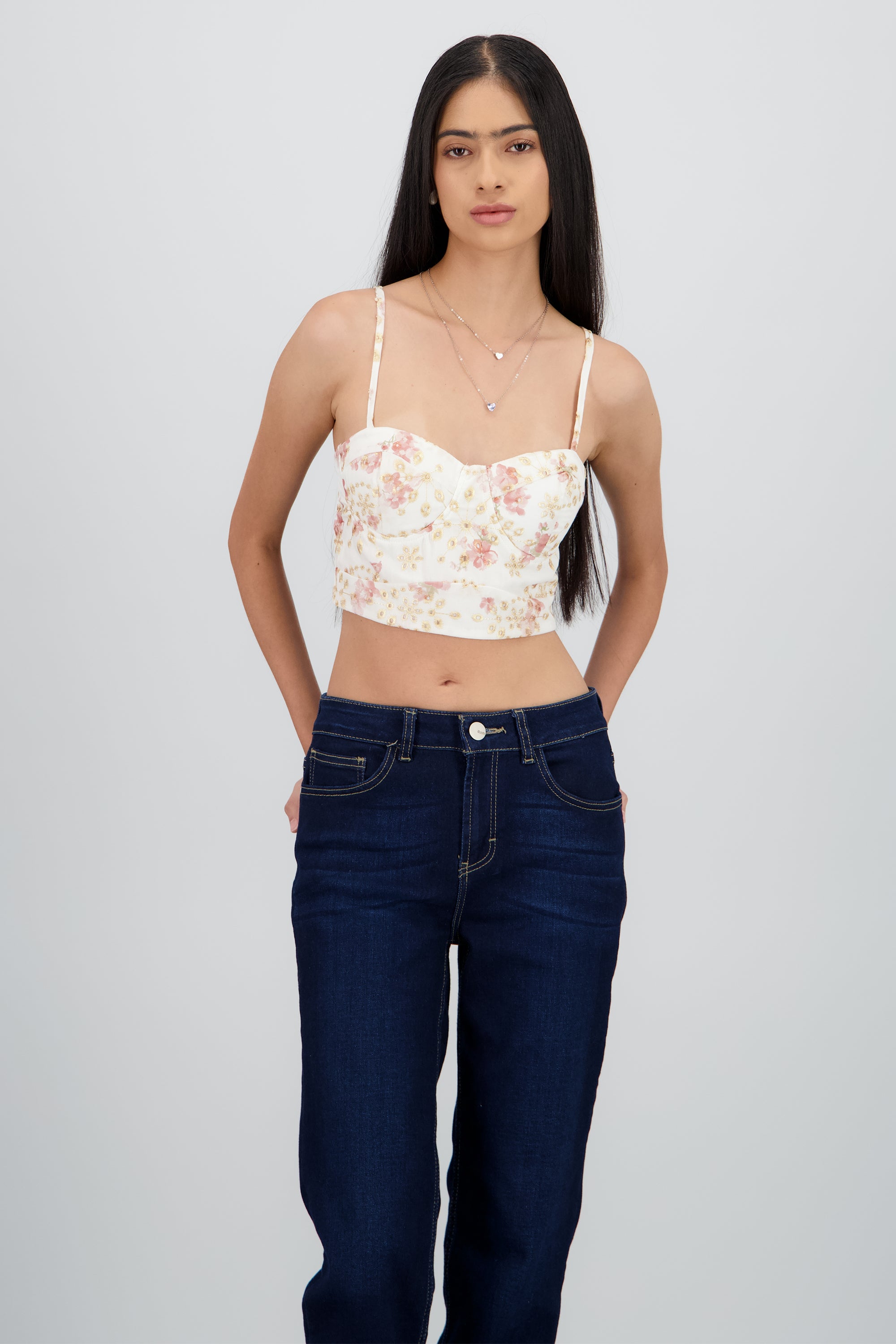 TOP CORSET FLORES BORDADO BLANCO COMBO