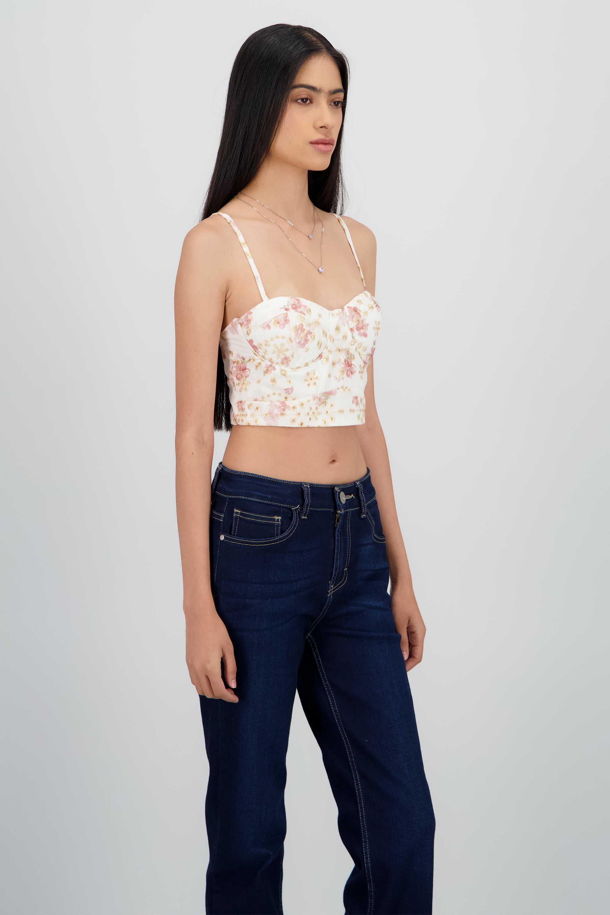 TOP CORSET FLORES BORDADO BLANCO COMBO