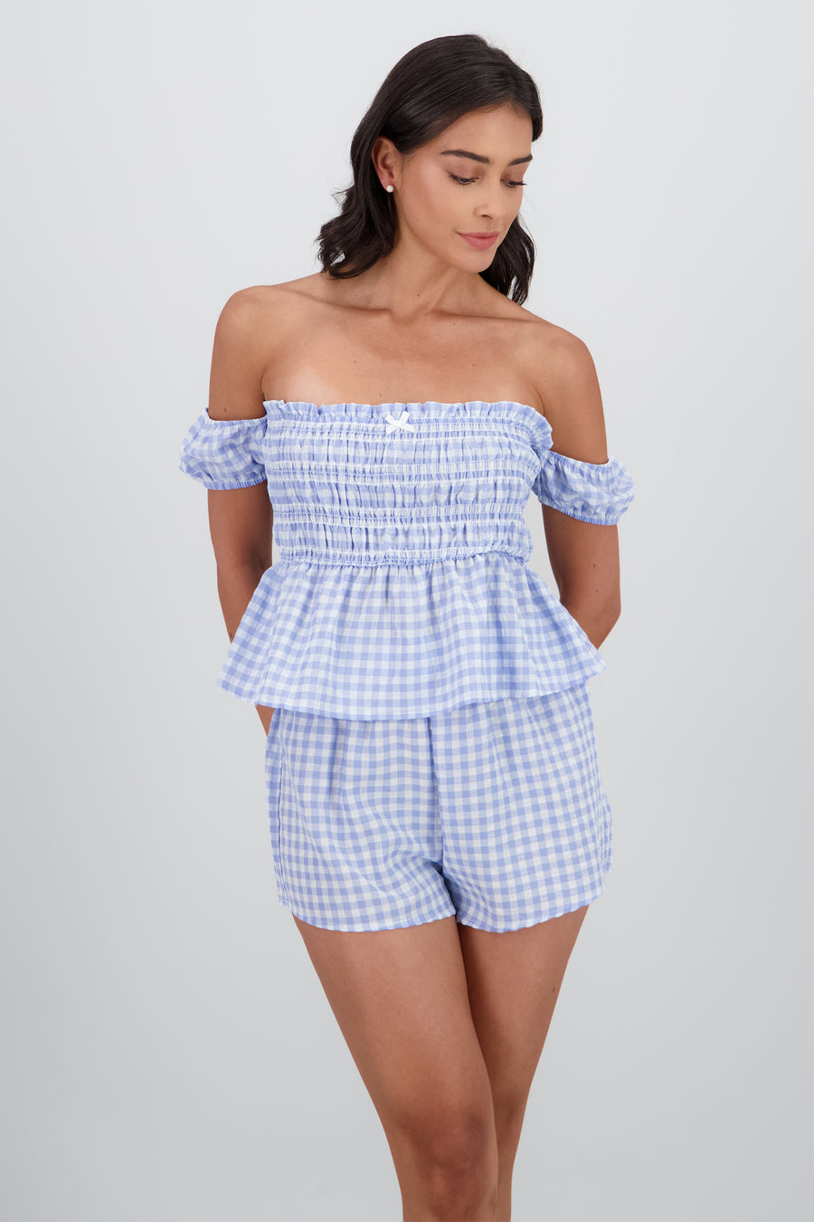 Blusa peplum estampado gingham