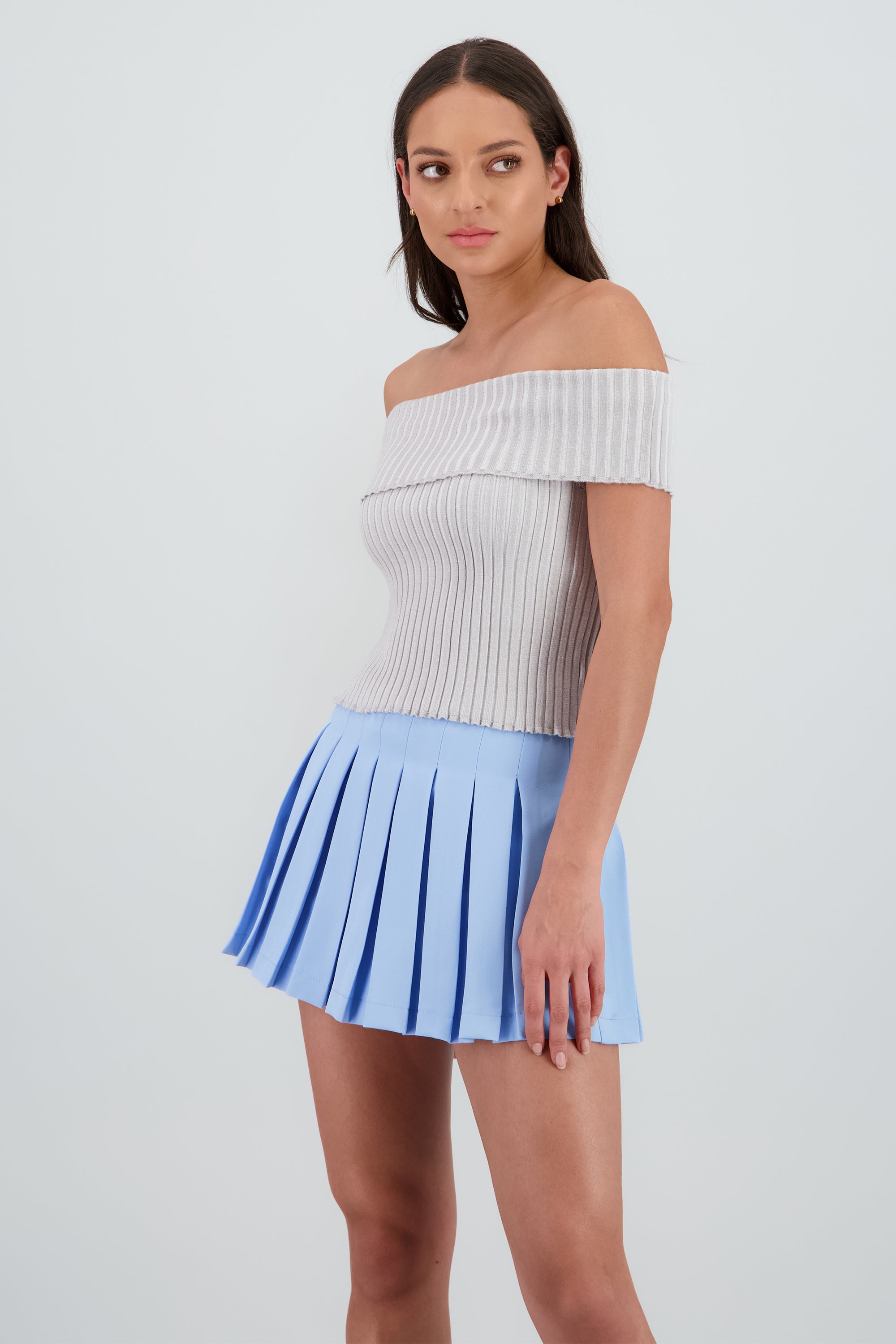 Top tejido off shoulder GRIS COMBO