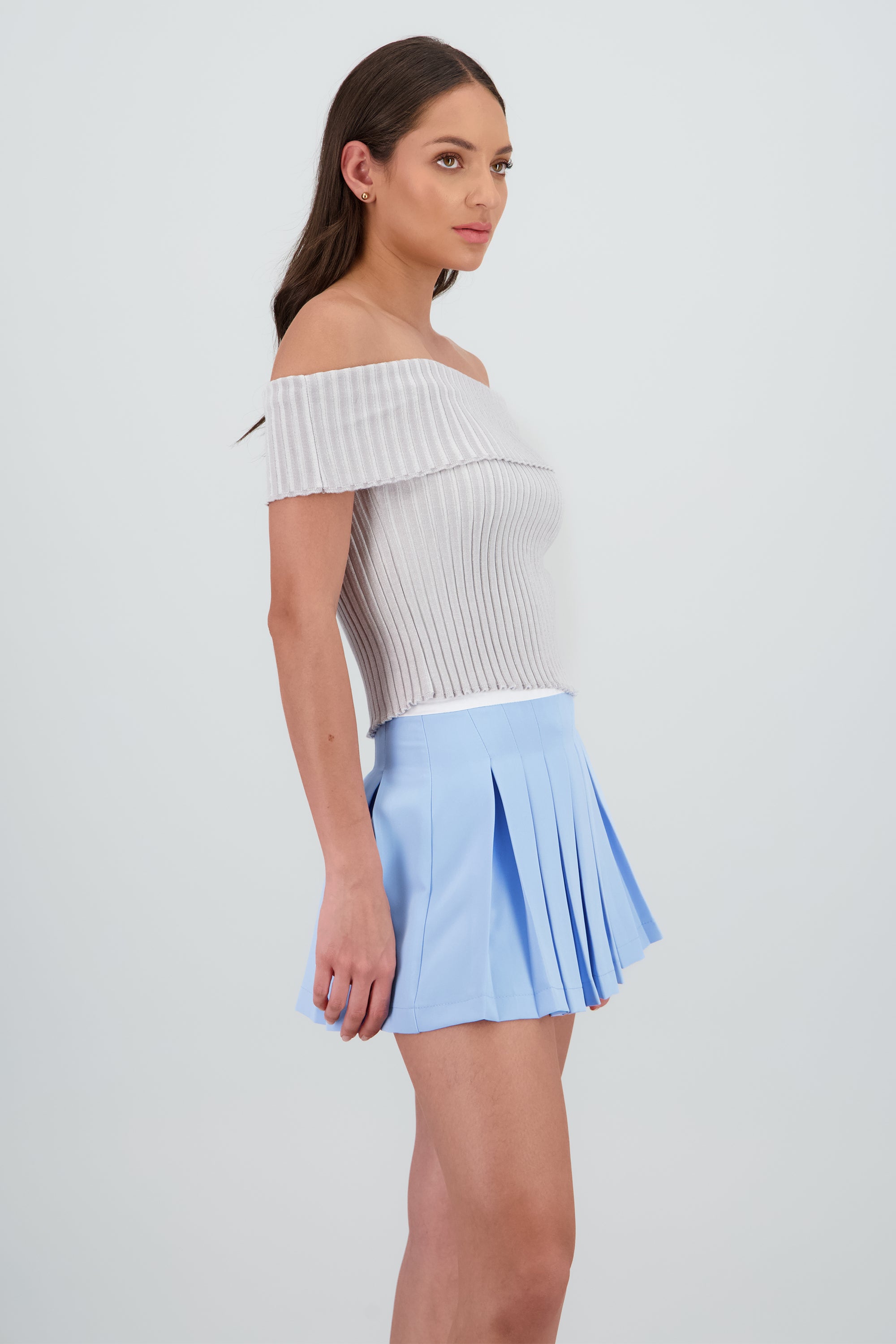 Top tejido off shoulder GRIS COMBO