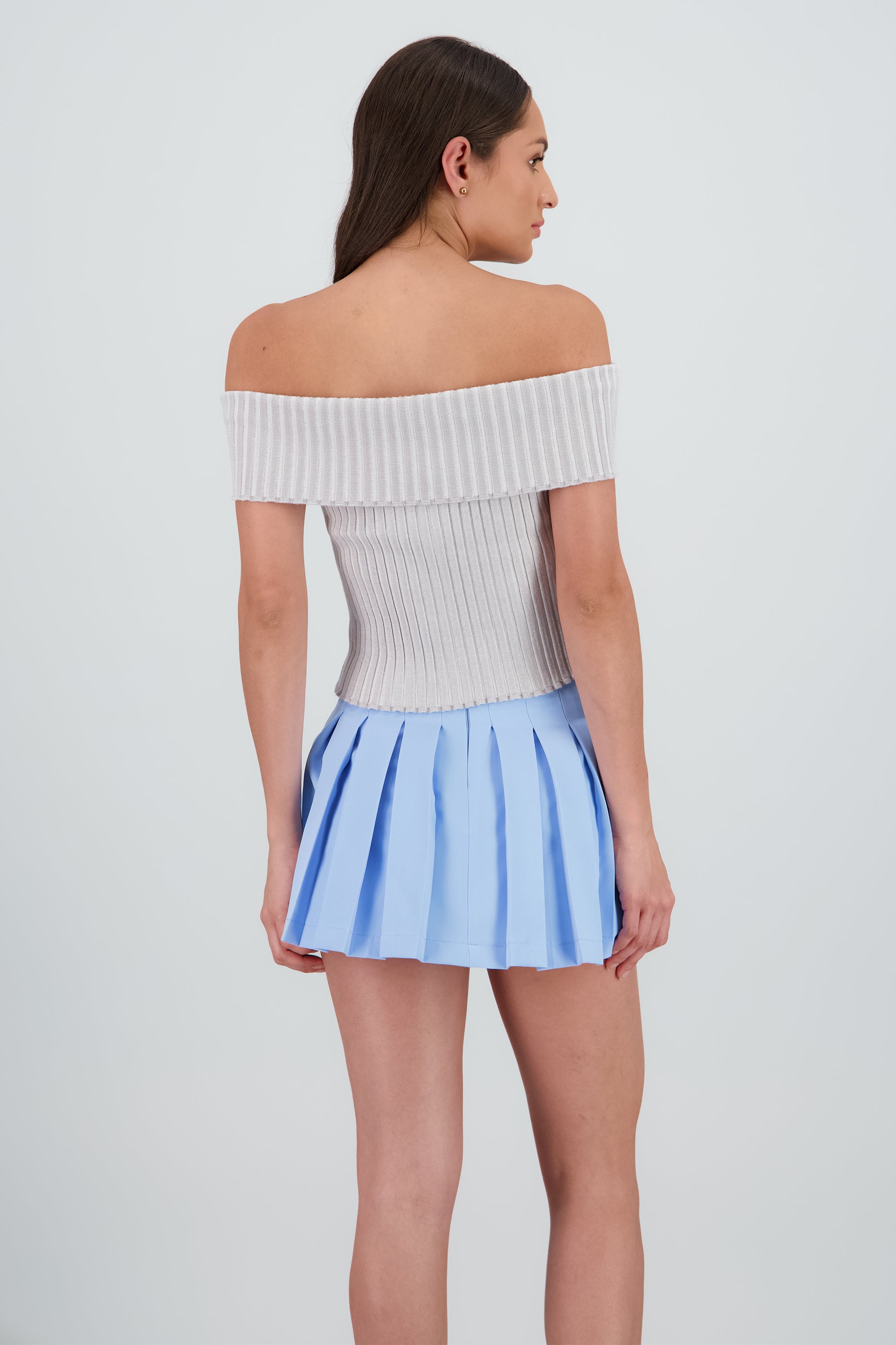 Top tejido off shoulder GRIS COMBO