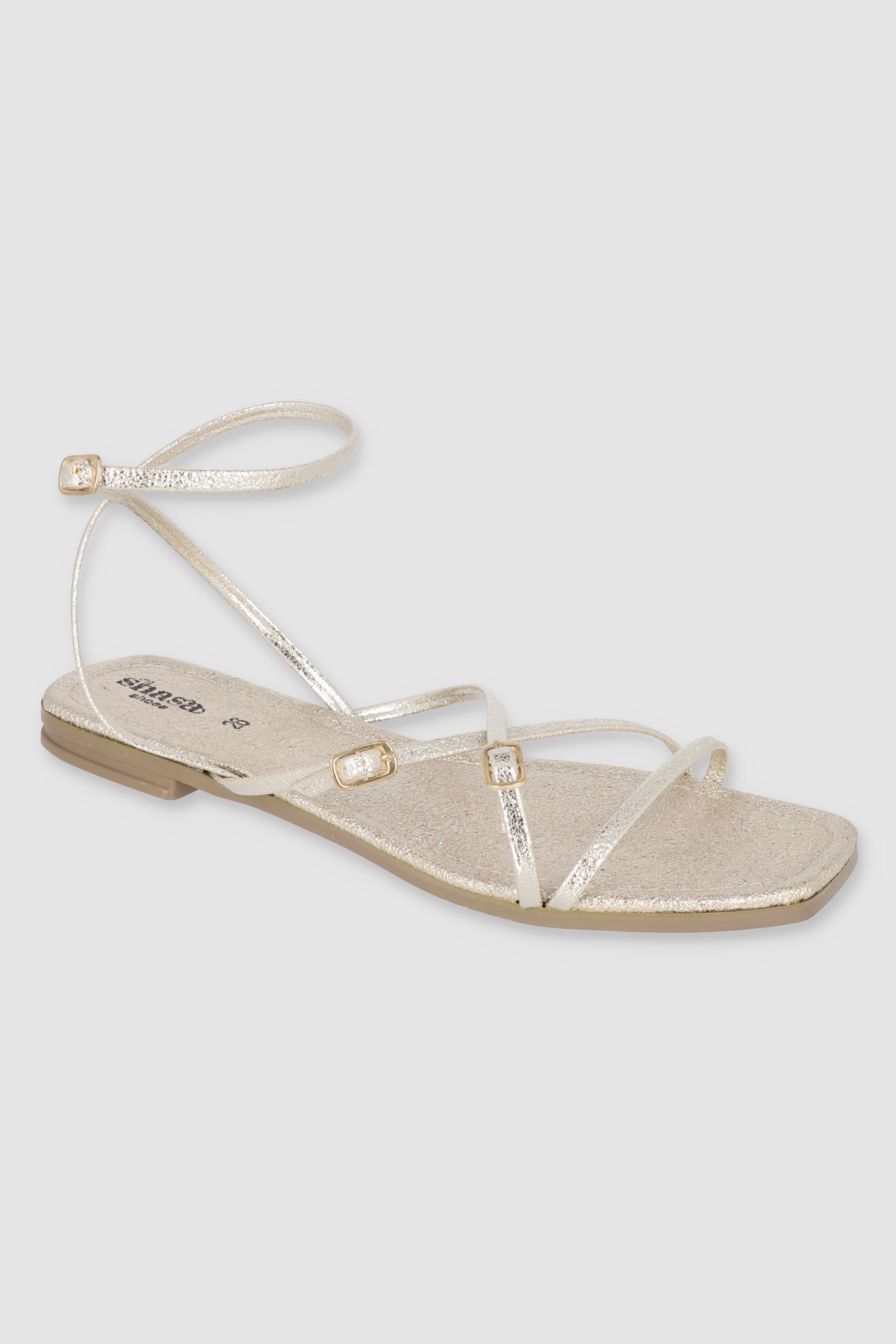 SANDALIA TEXTURA HEBILLAS ORO