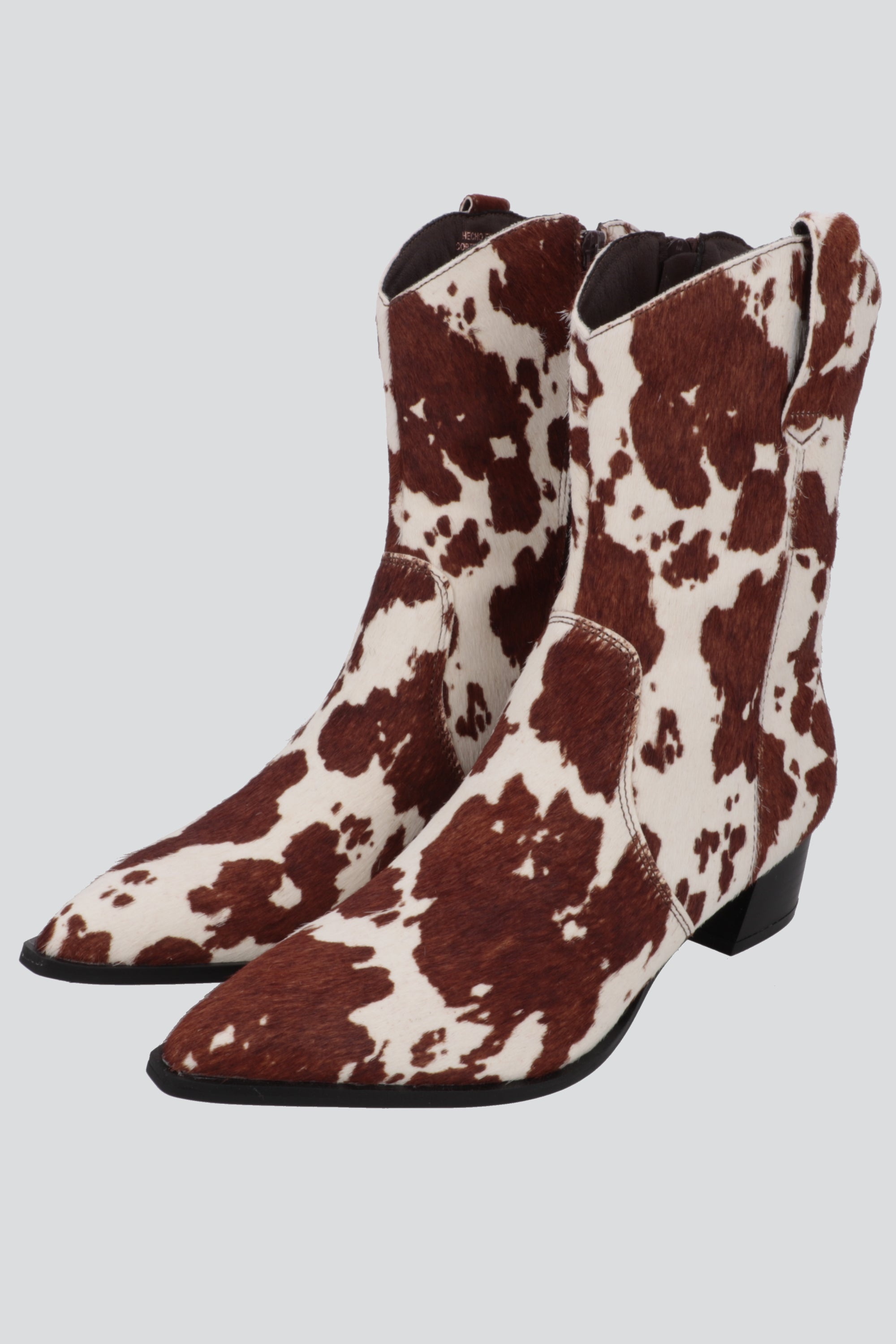 Bota vaquera print de vaca 100% piel CAFE
