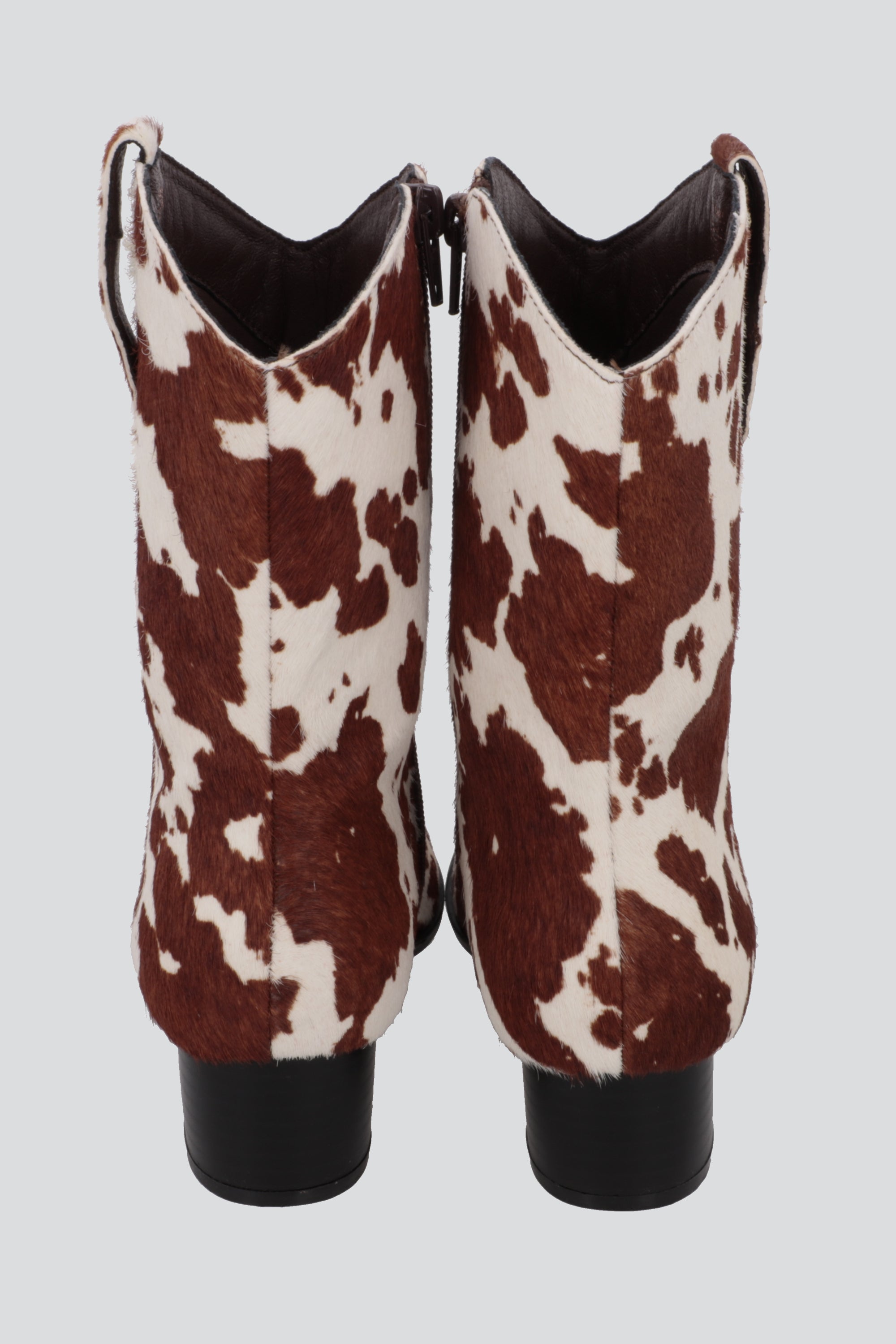 Bota vaquera print de vaca 100% piel CAFE