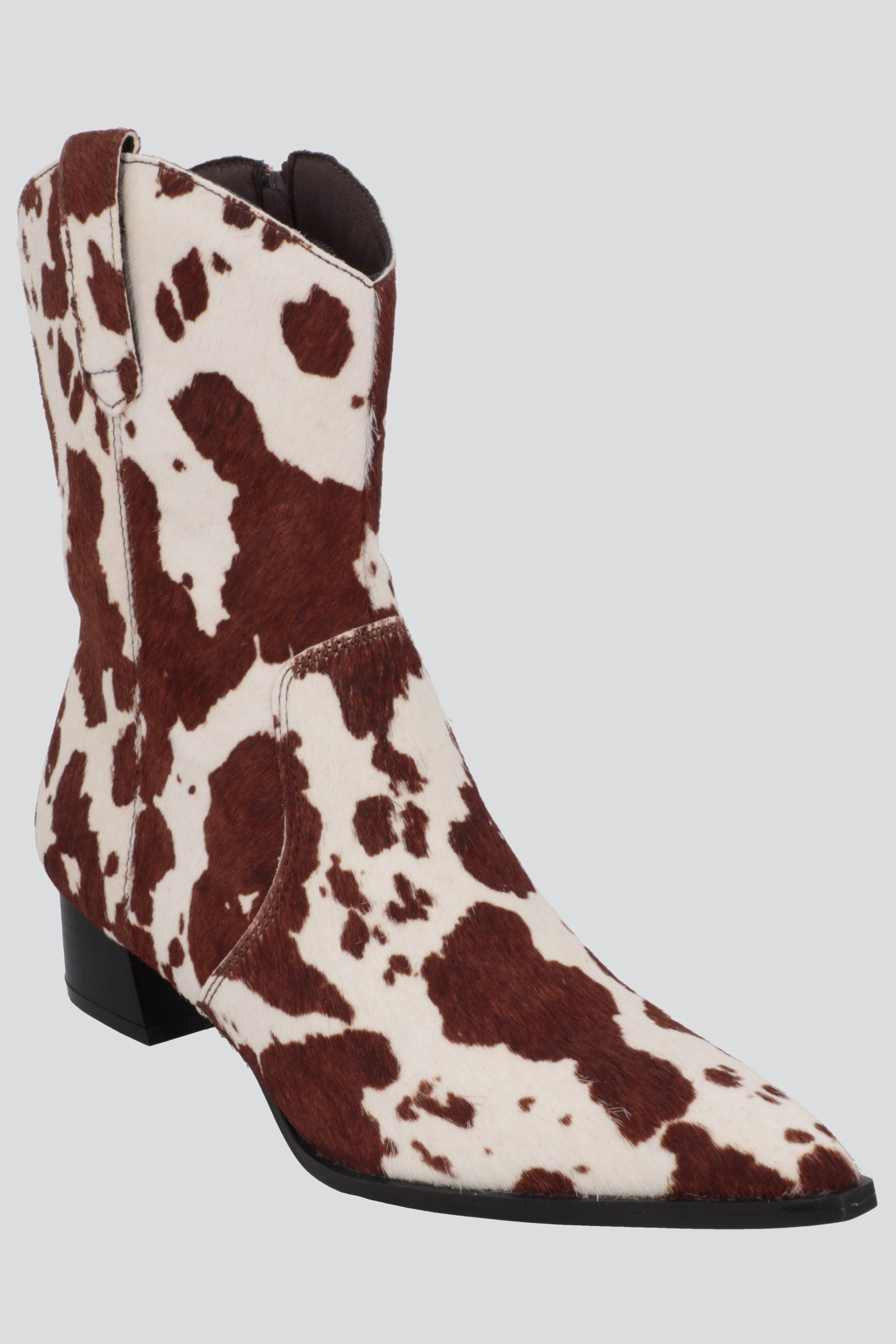 Bota vaquera print de vaca 100% piel CAFE