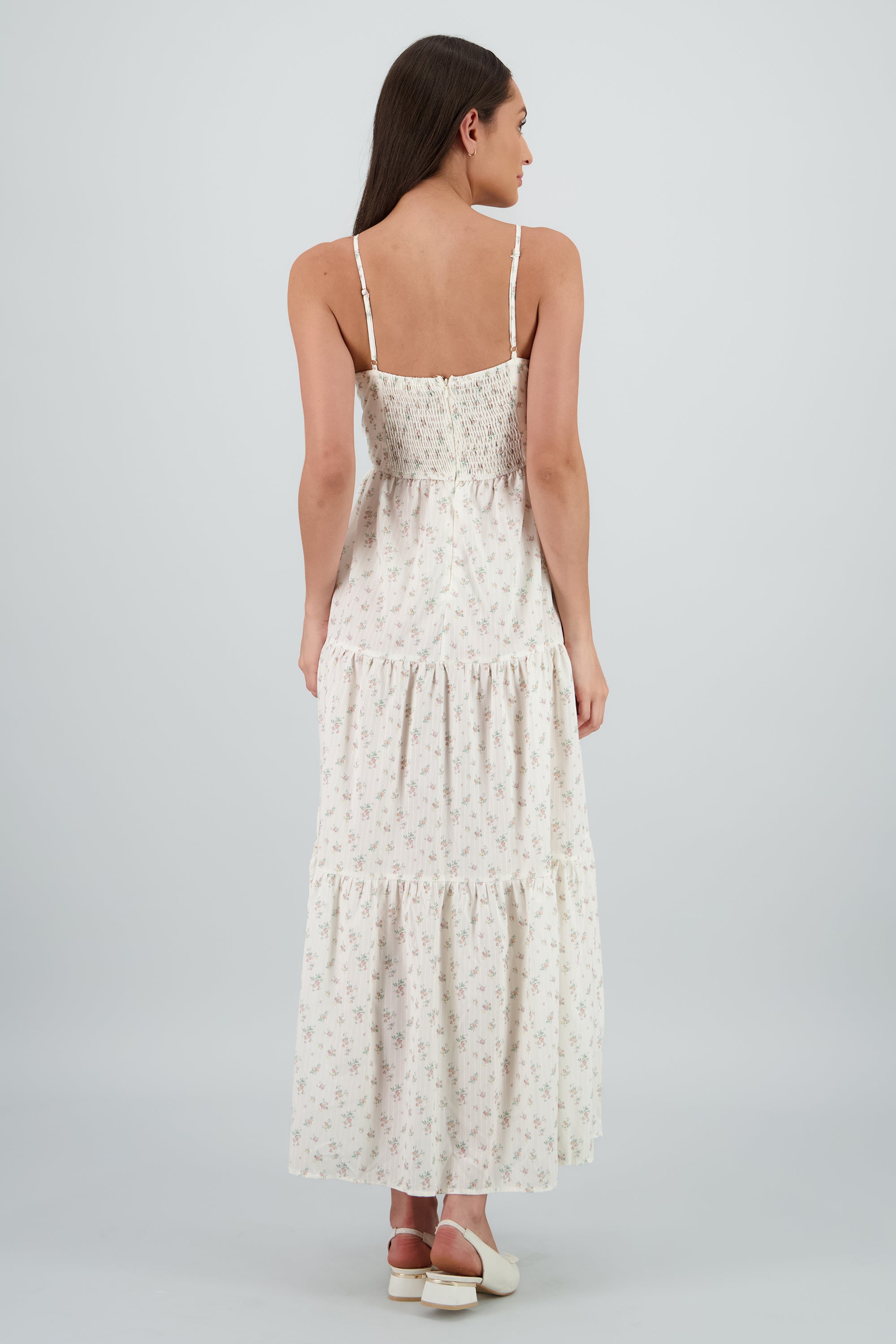 Vestido con detalle de nudo floral HUESO COMBO