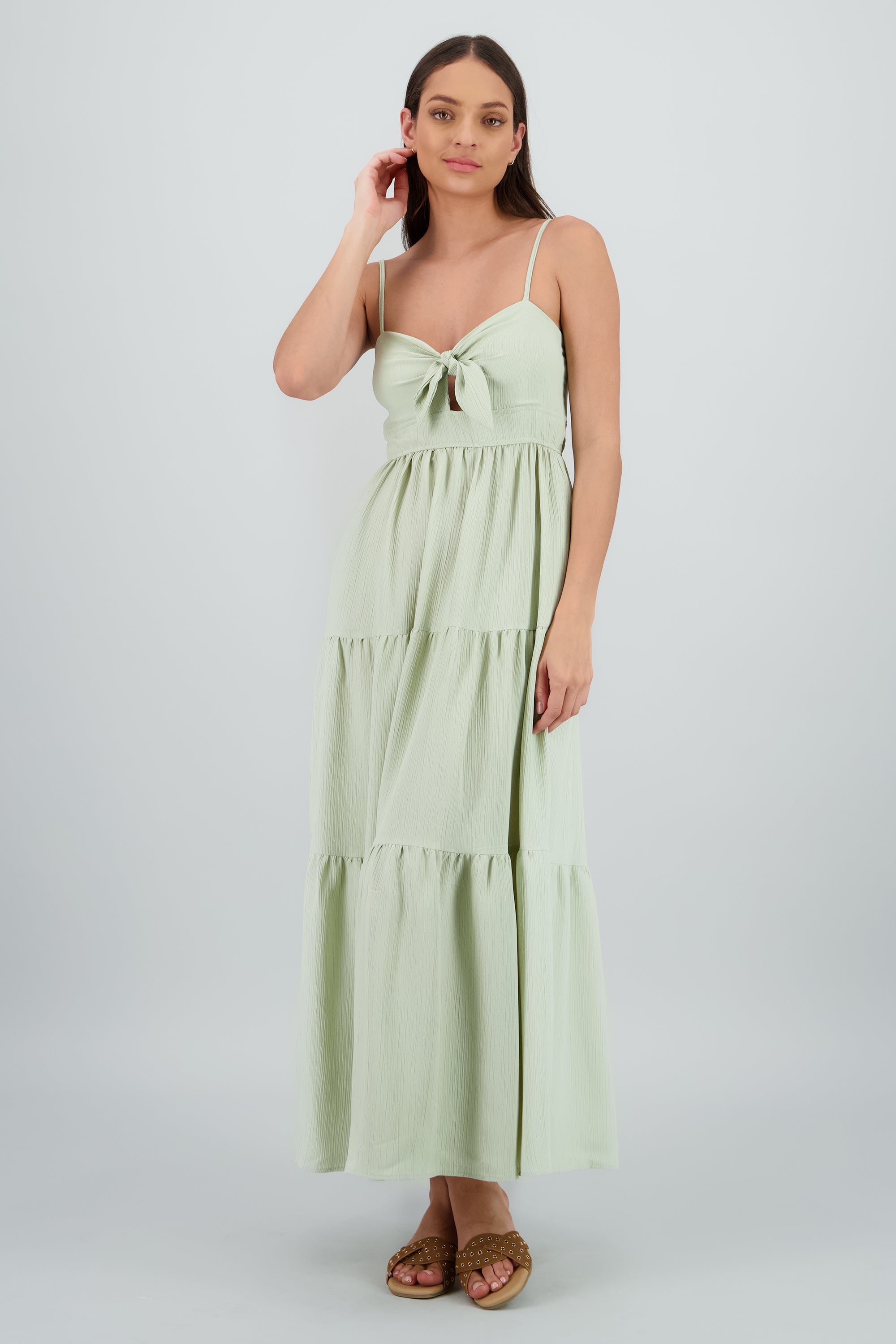 Vestido de nudo maxi liso SAGE