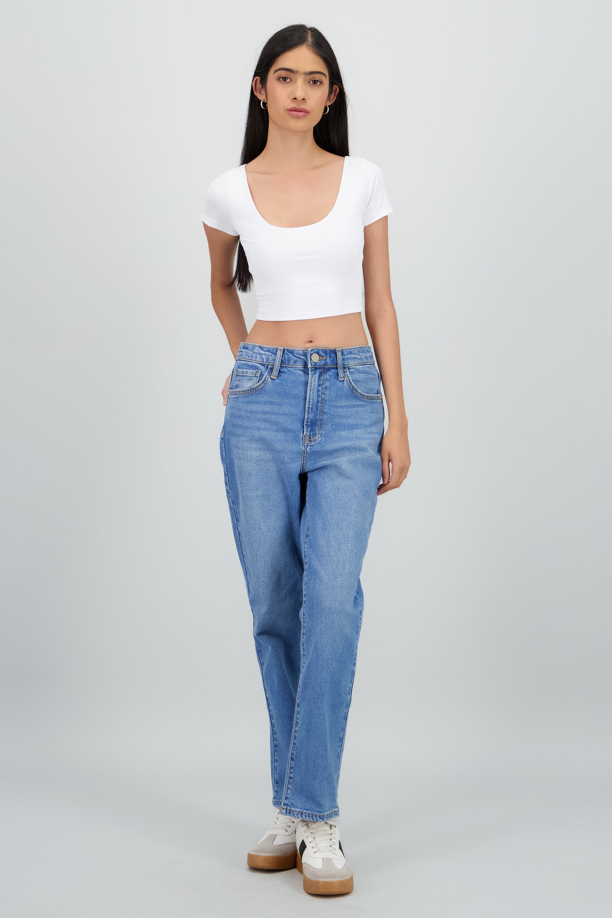 Jeans straight mid rise LIGHT WASH