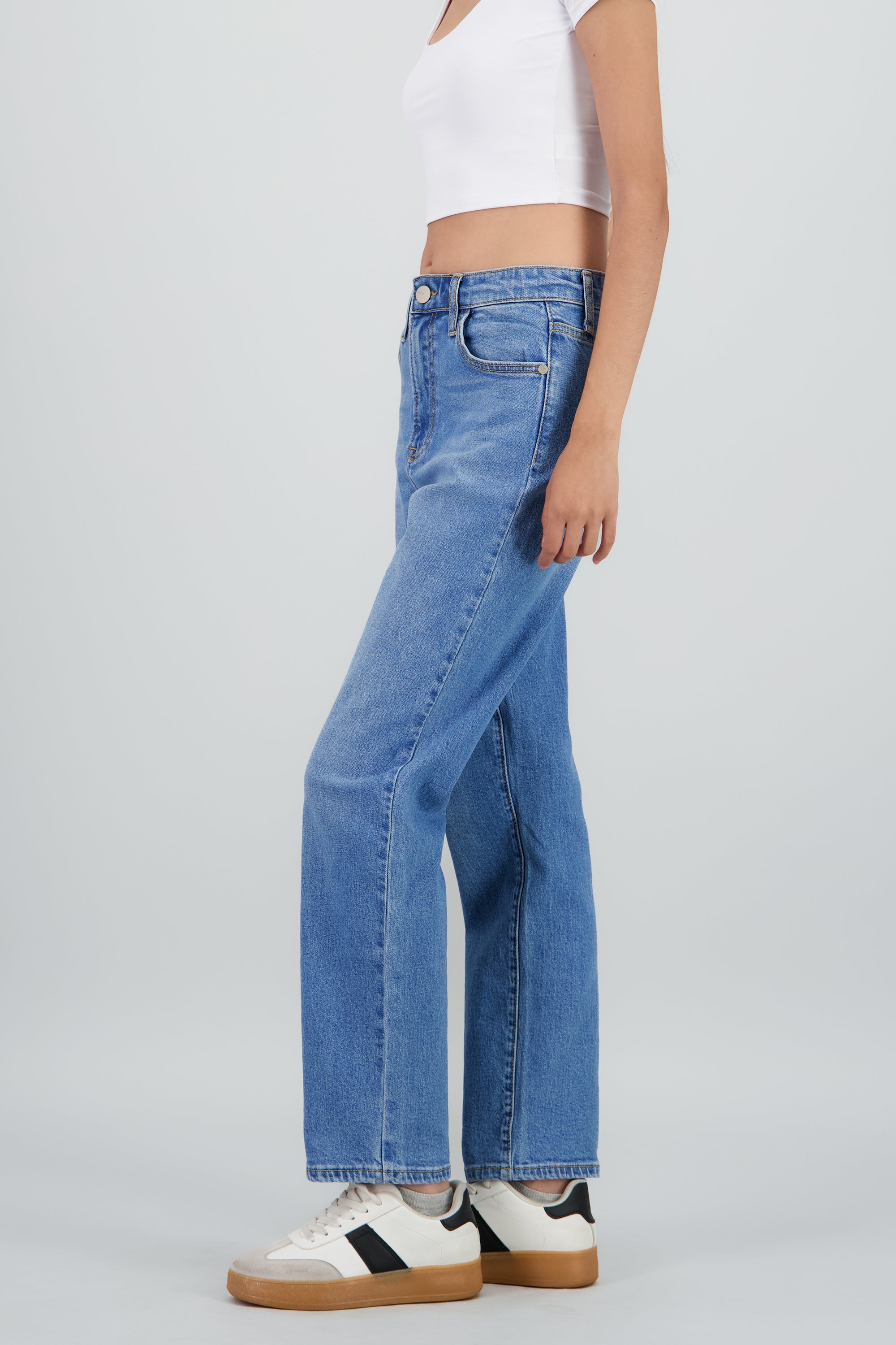 Jeans straight mid rise LIGHT WASH