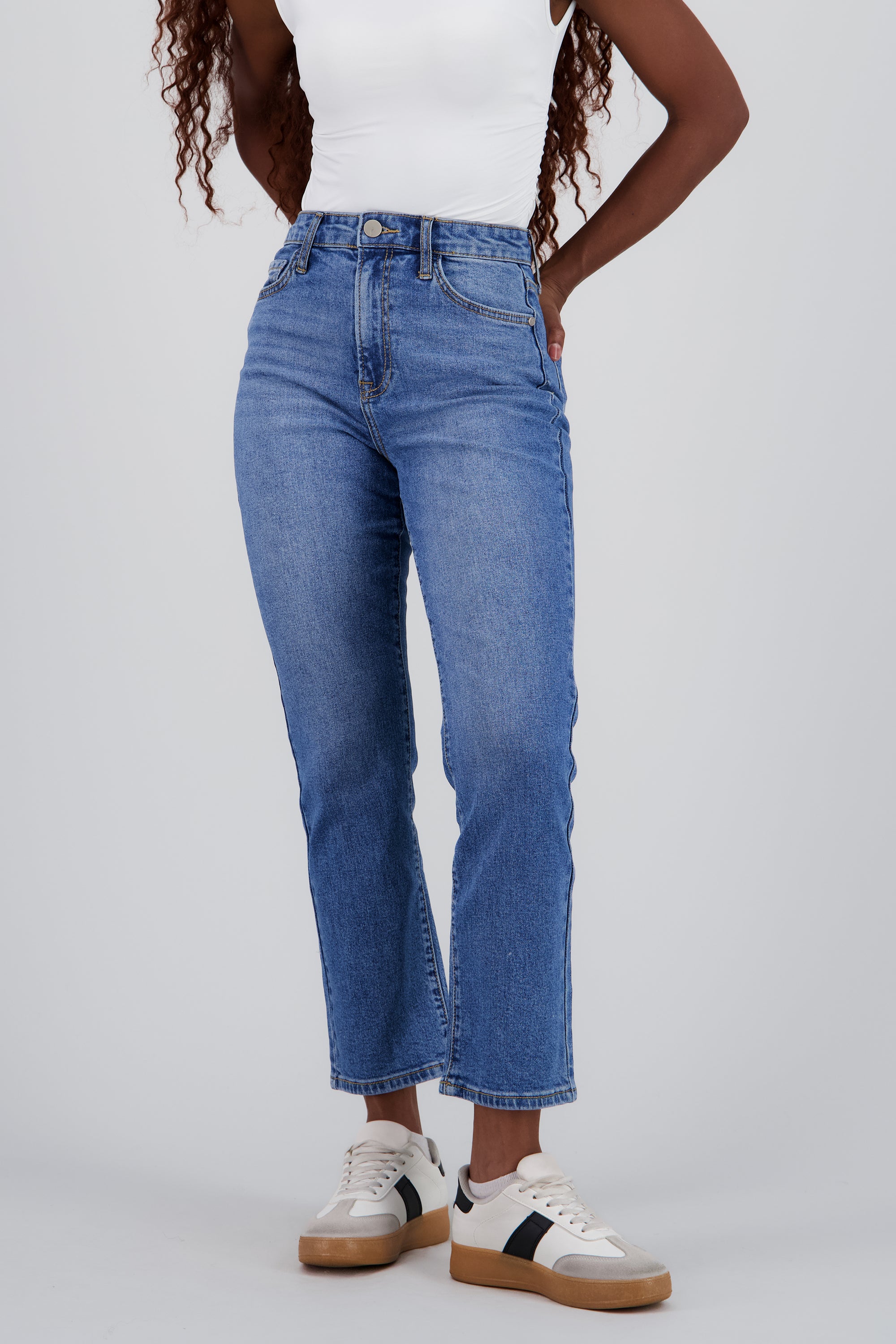 Jeans straight mid rise MEDIUM WASH