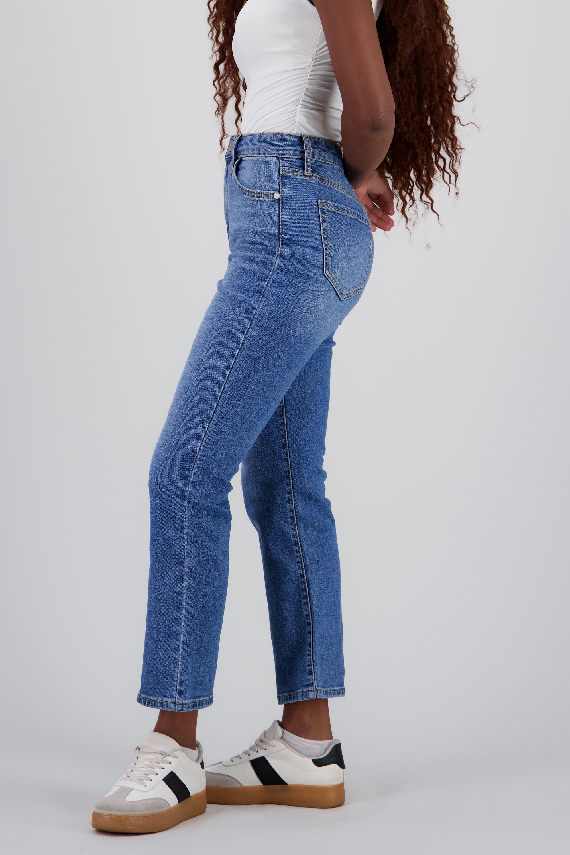 Jeans straight mid rise MEDIUM WASH