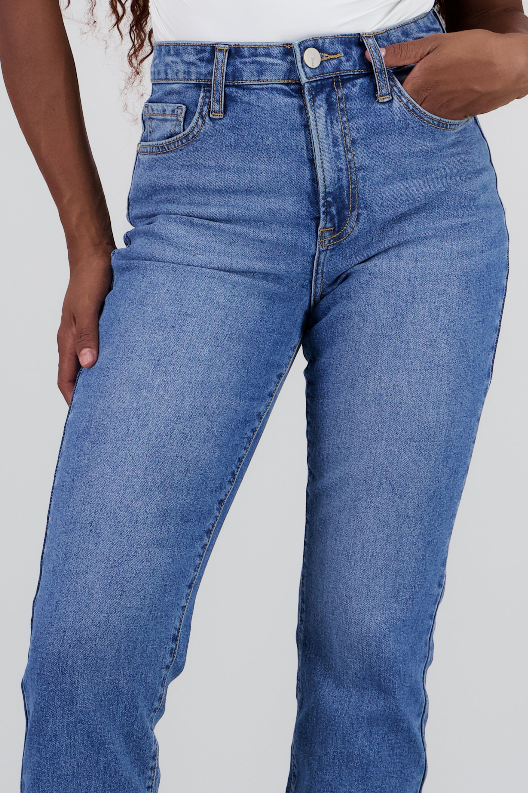 Jeans straight mid rise MEDIUM WASH