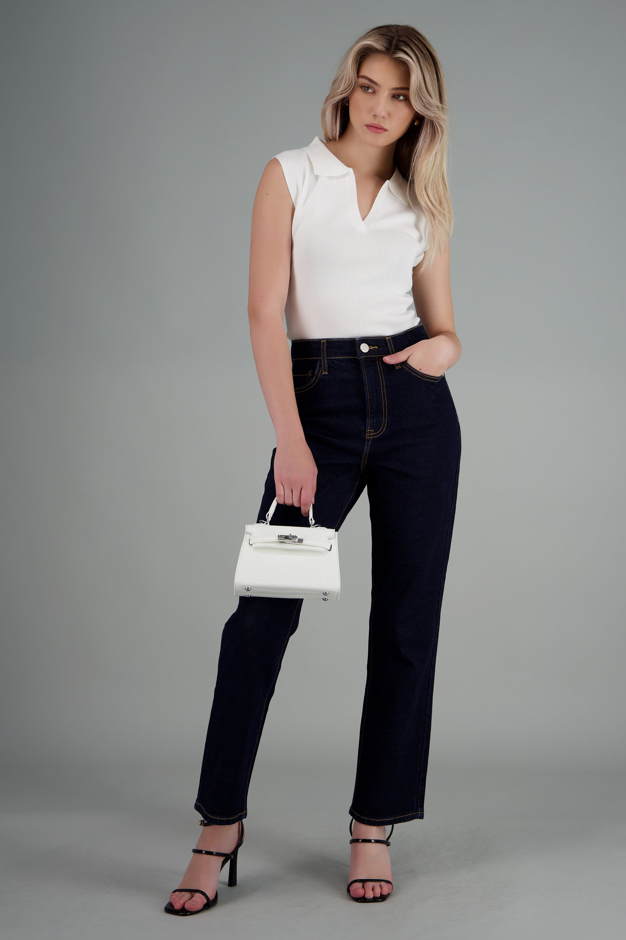 Jeans straight mid rise INDIGO