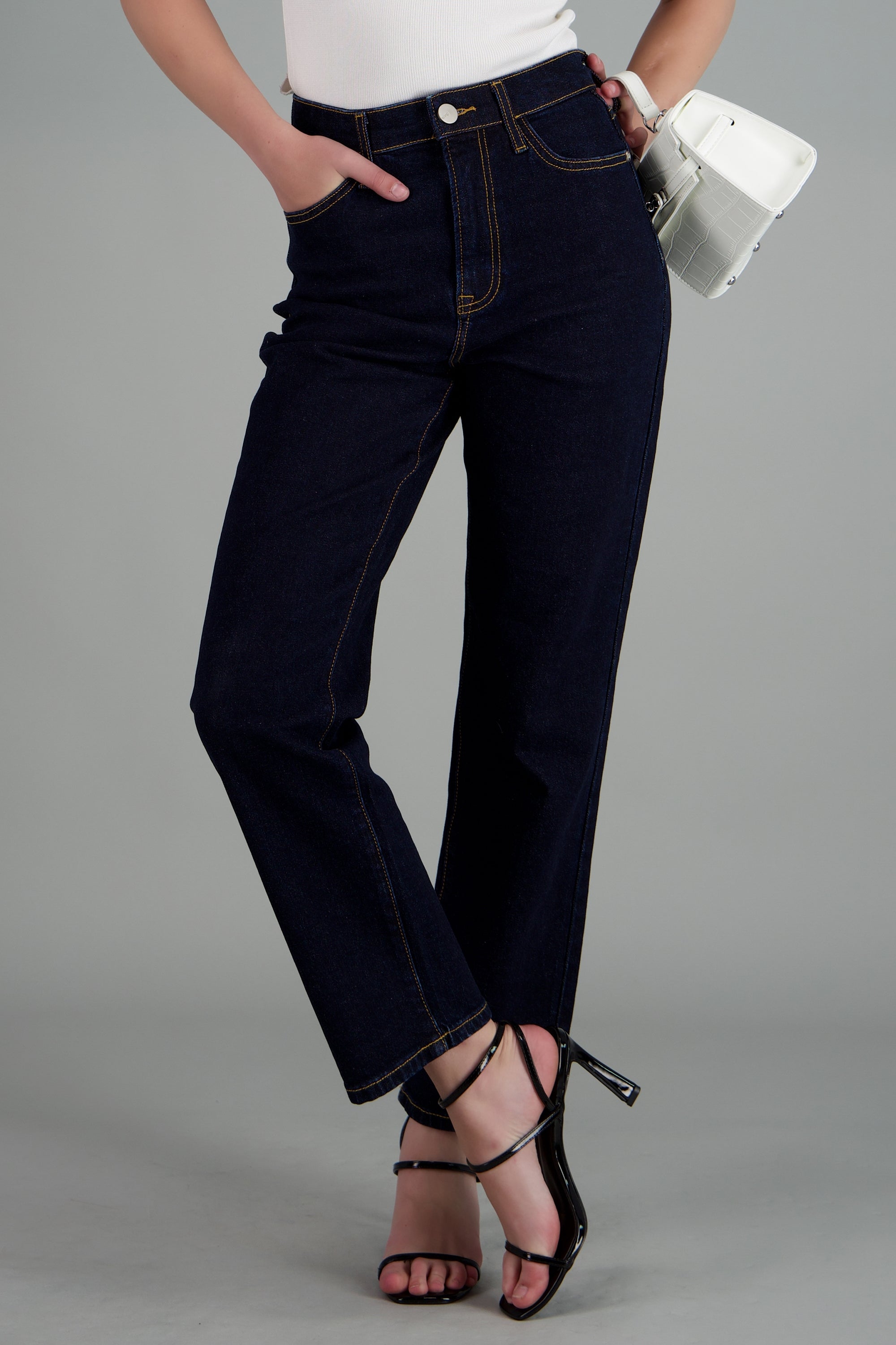 Jeans straight mid rise INDIGO