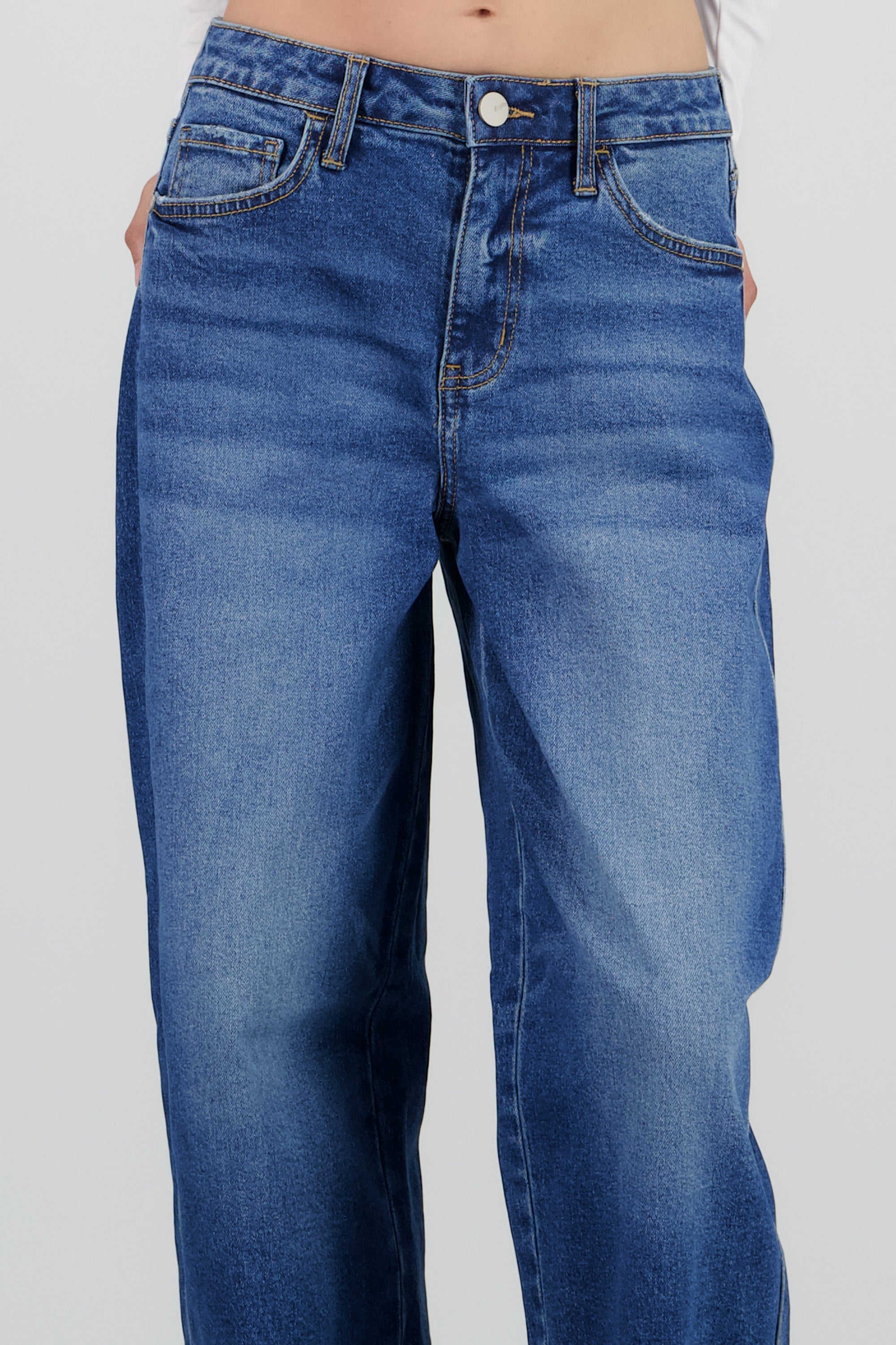 Jeans barrel mid rise DARK WASH