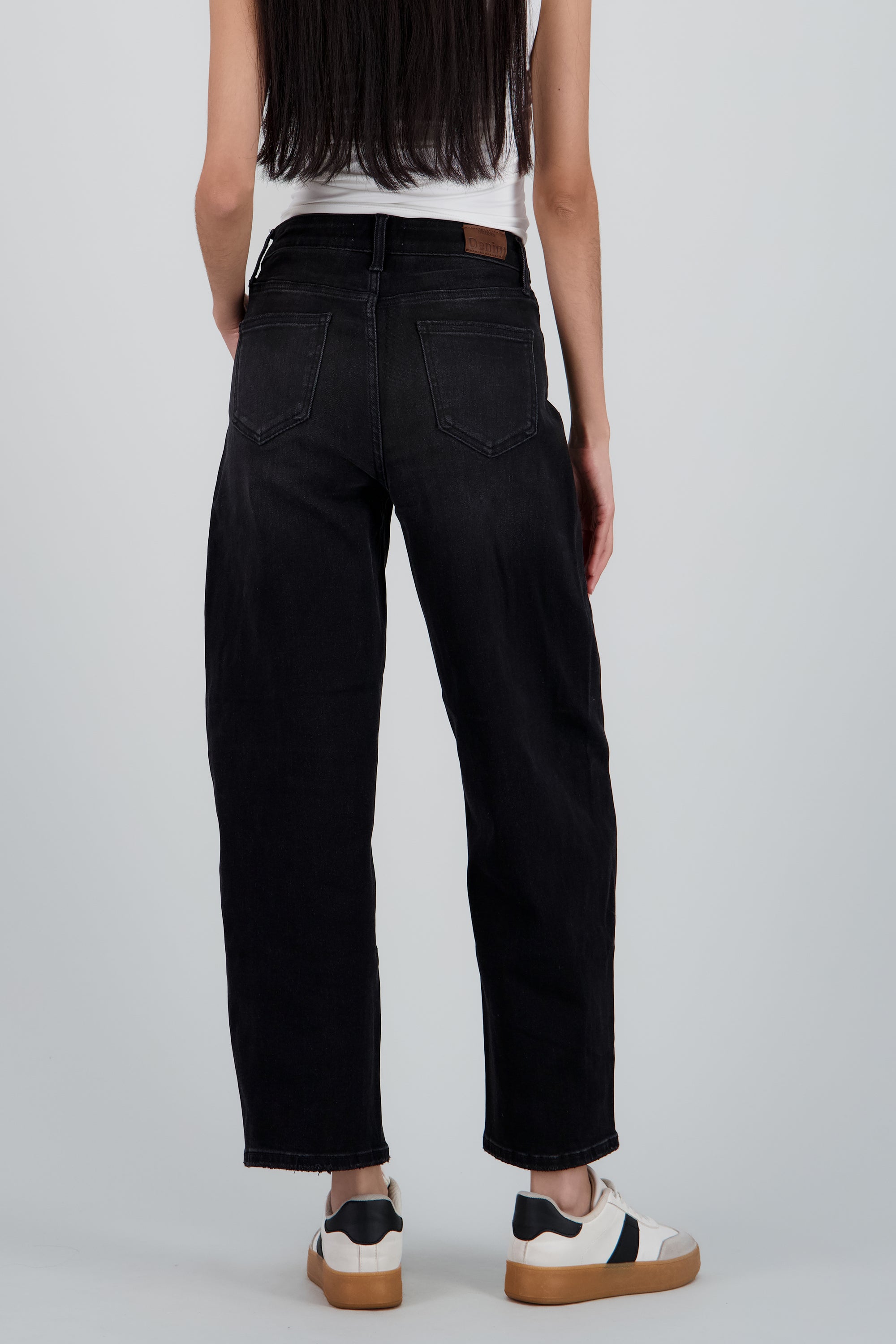 Jeans barrel mid rise GRIS