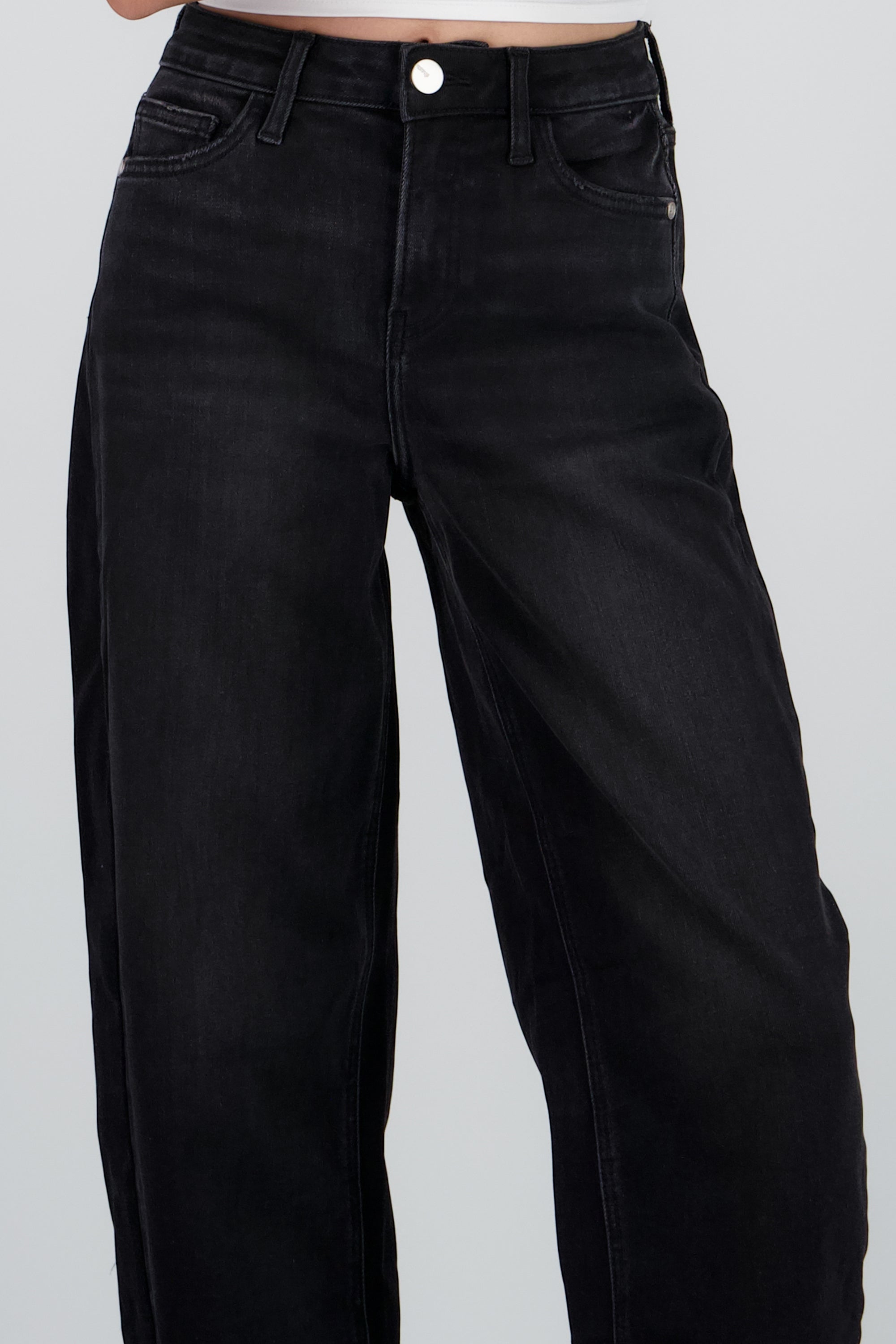 Jeans barrel mid rise GRIS