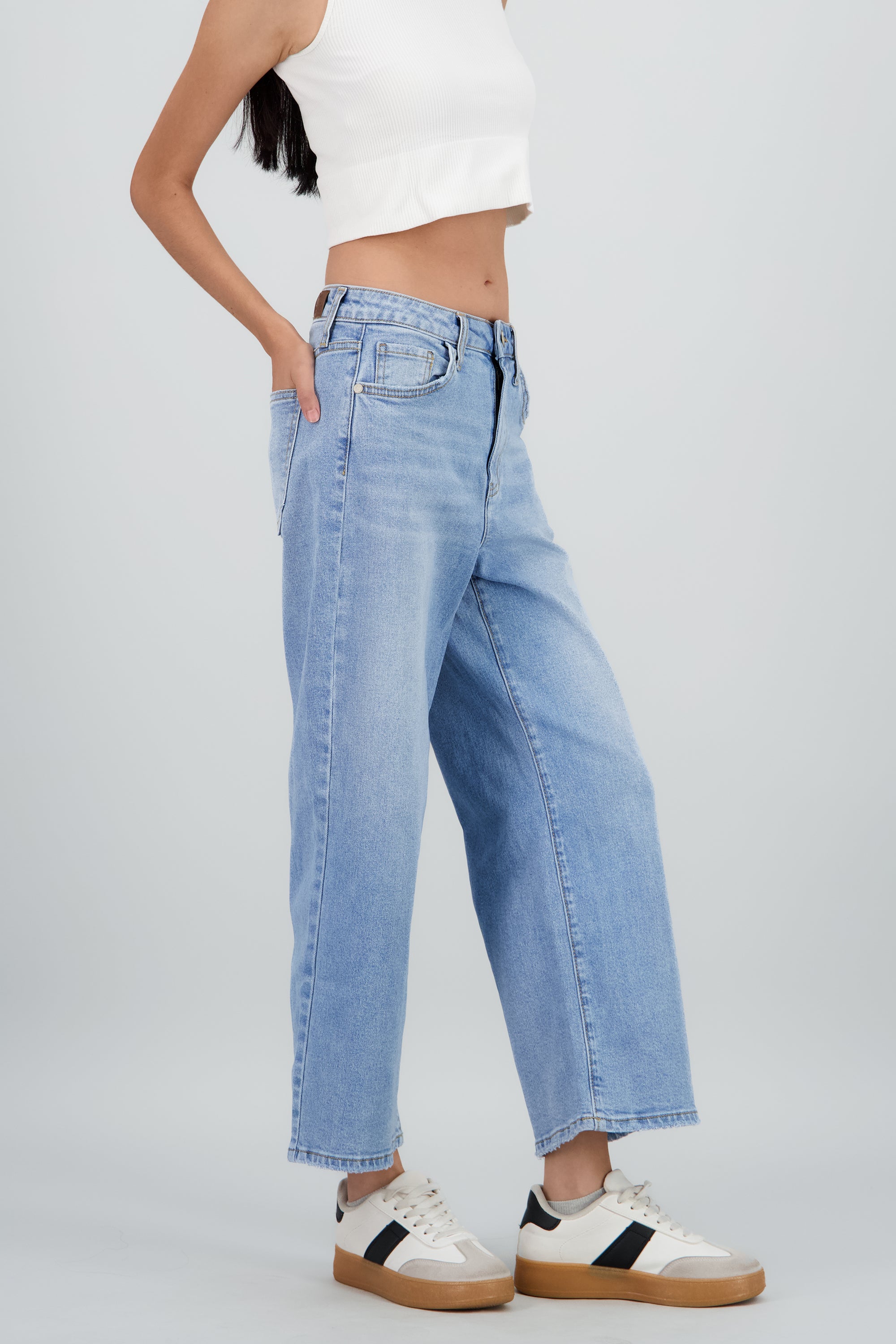Jeans culotte mid rise LIGHT WASH