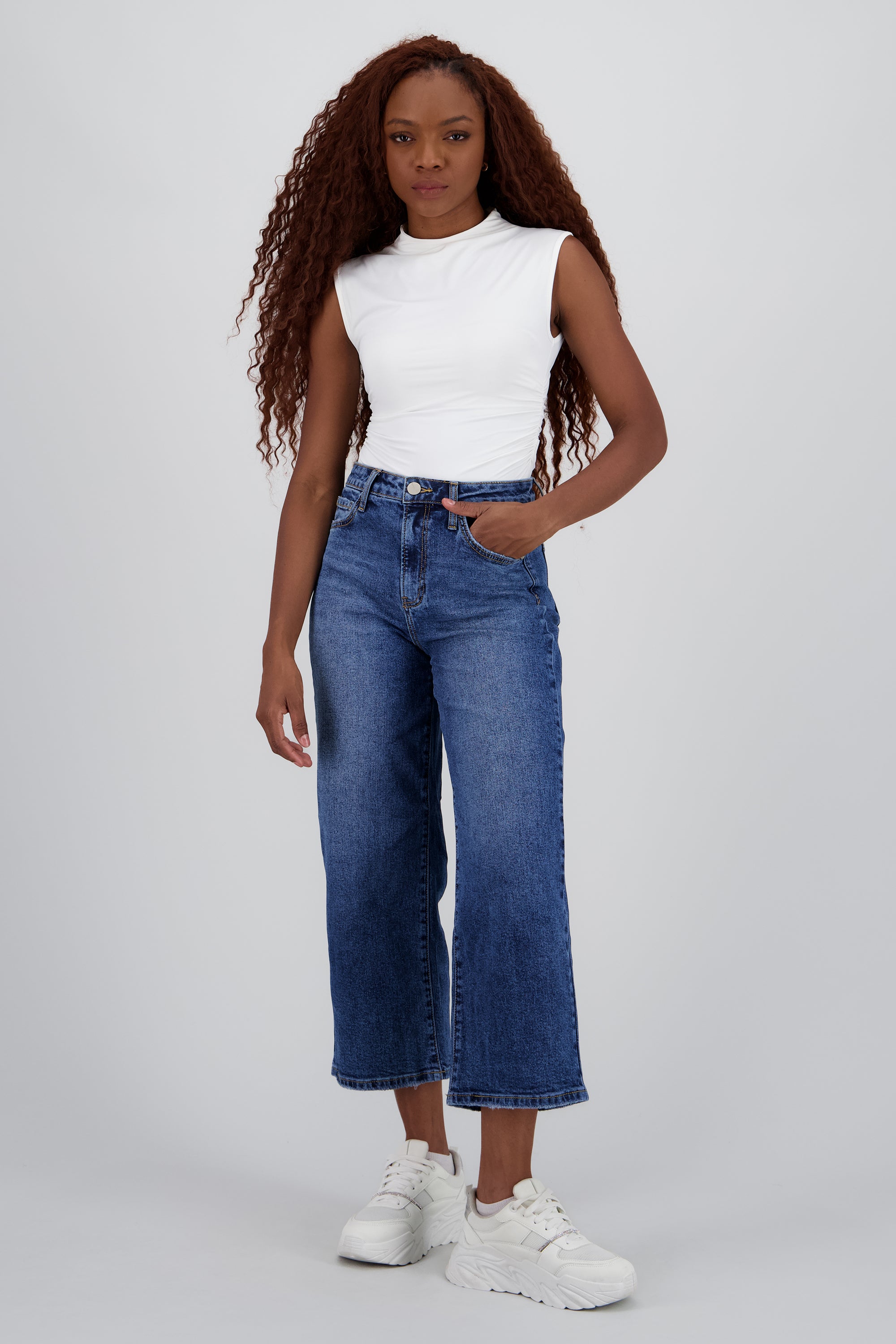 Jeans culotte mid rise DARK WASH