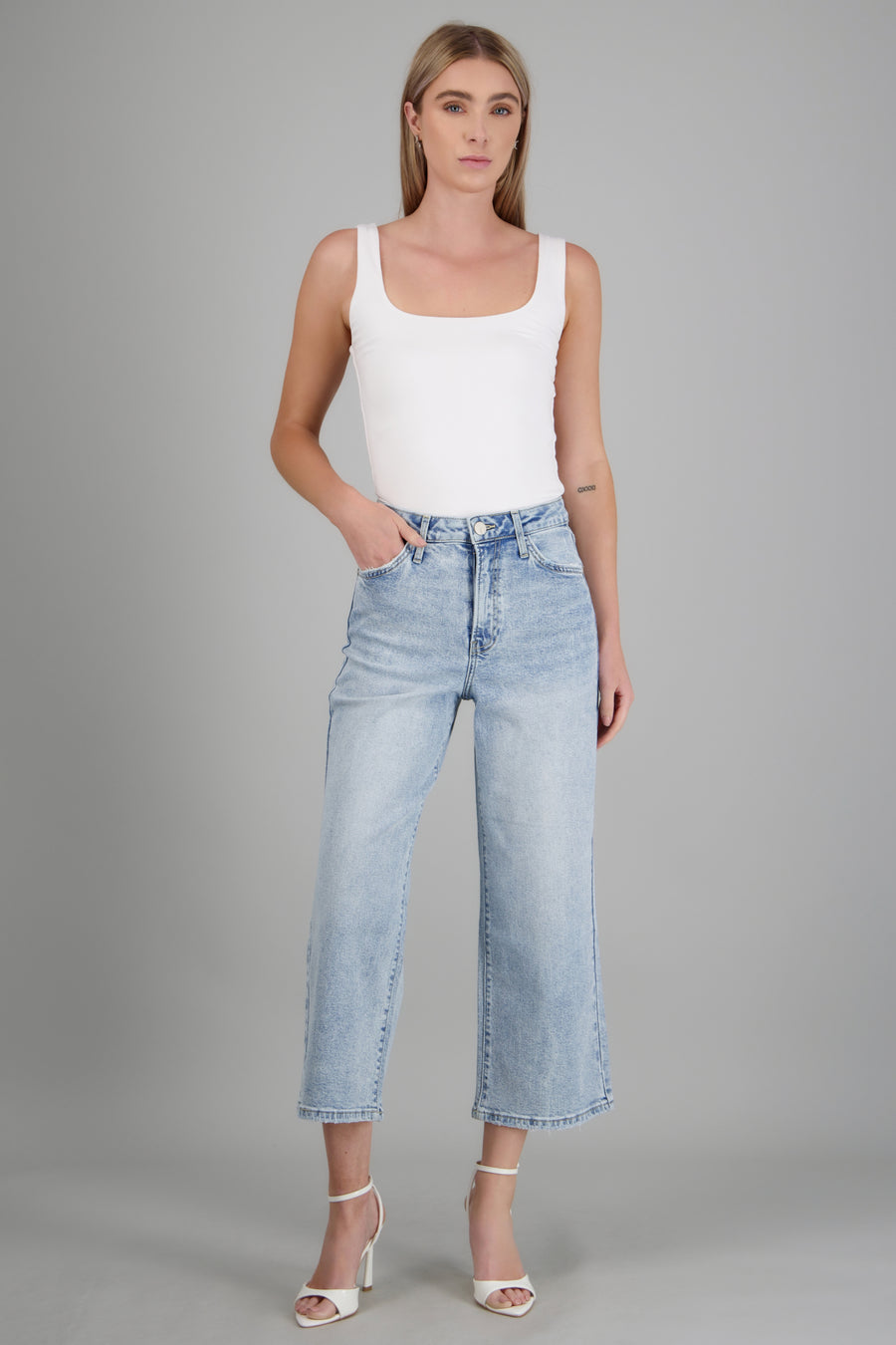 JEANS CROPPED MID RISE