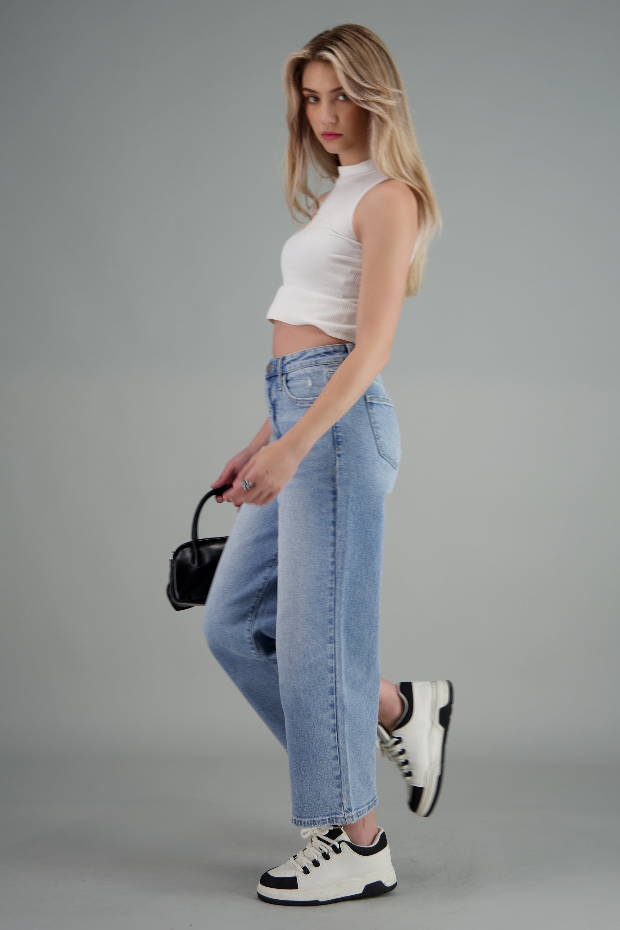 Jeans culotte mid rise BLEACHED