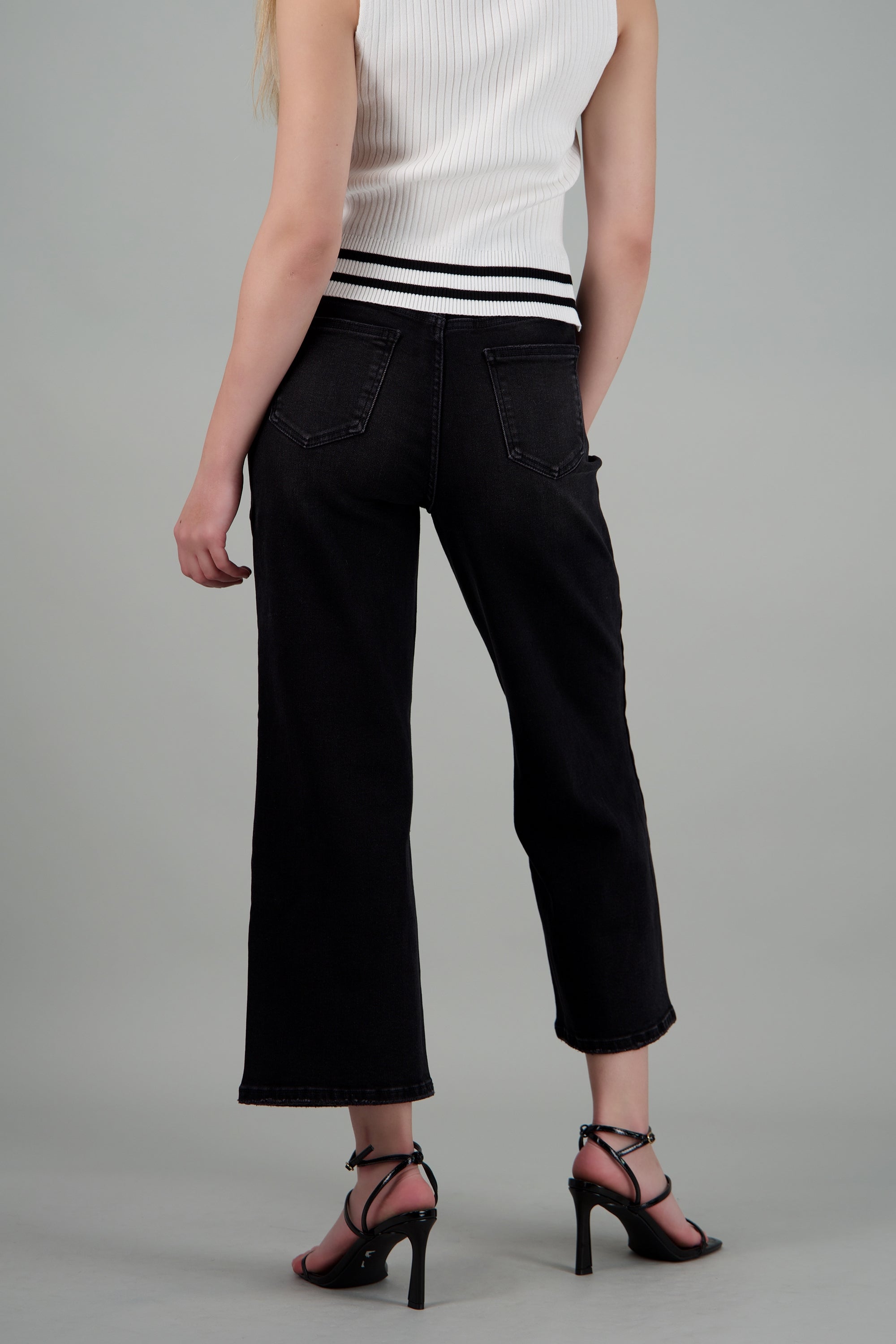 Jeans culotte mid rise NEGRO