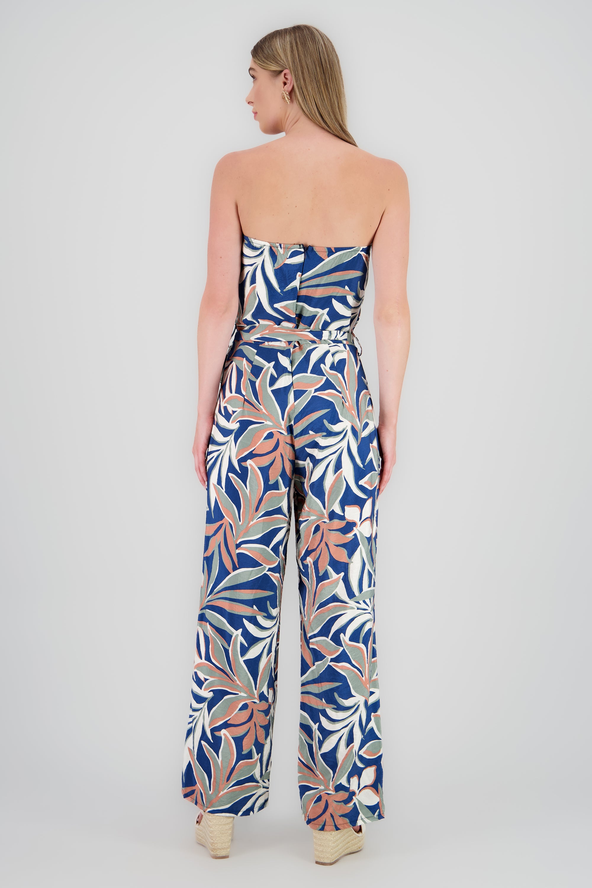 Jumpsuit strapless amplio detalle estampado MARINO COMBO